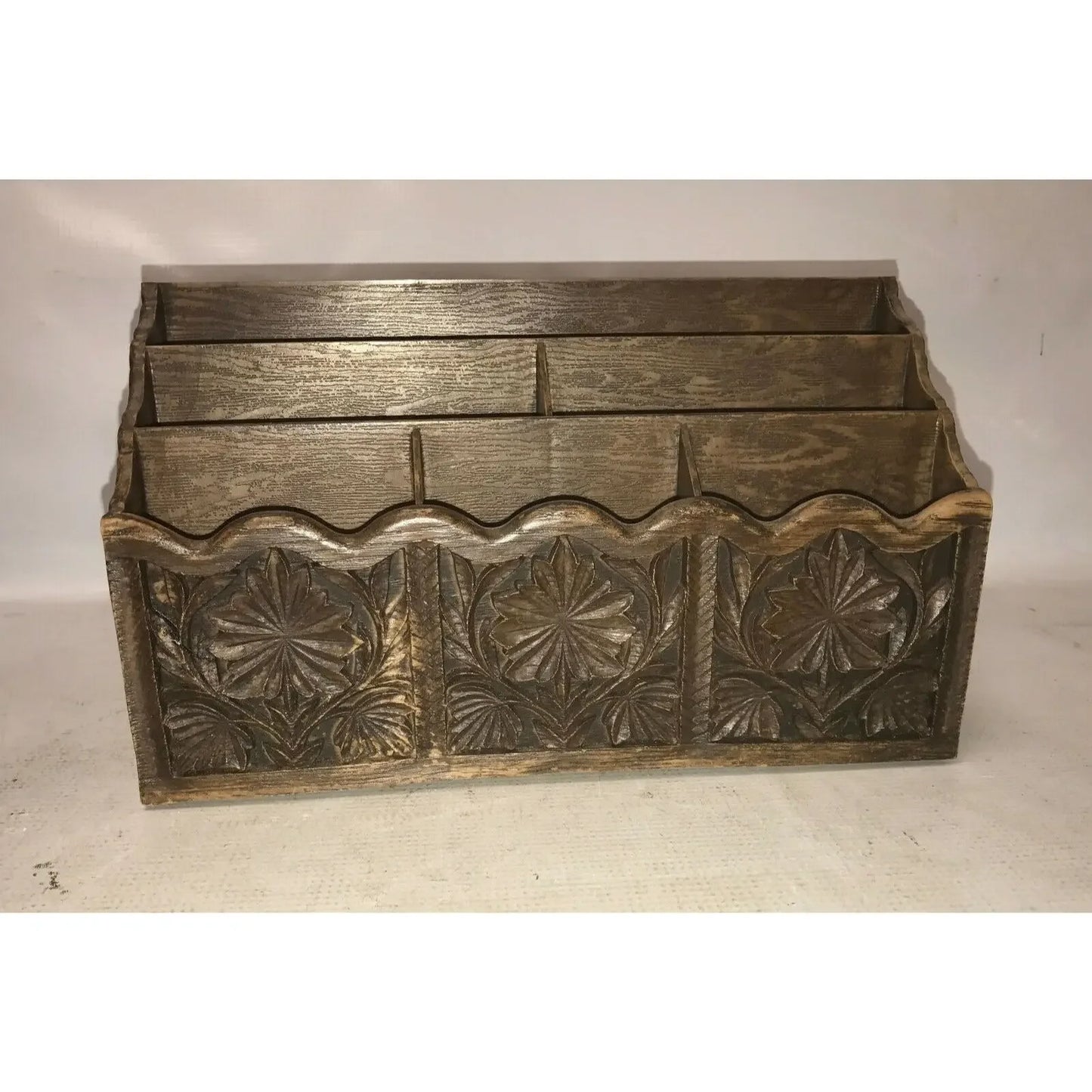 Vintage Faux WOOD GRAIN Lerner DESK ORGANIZER Letter Mail Holder Lerner
