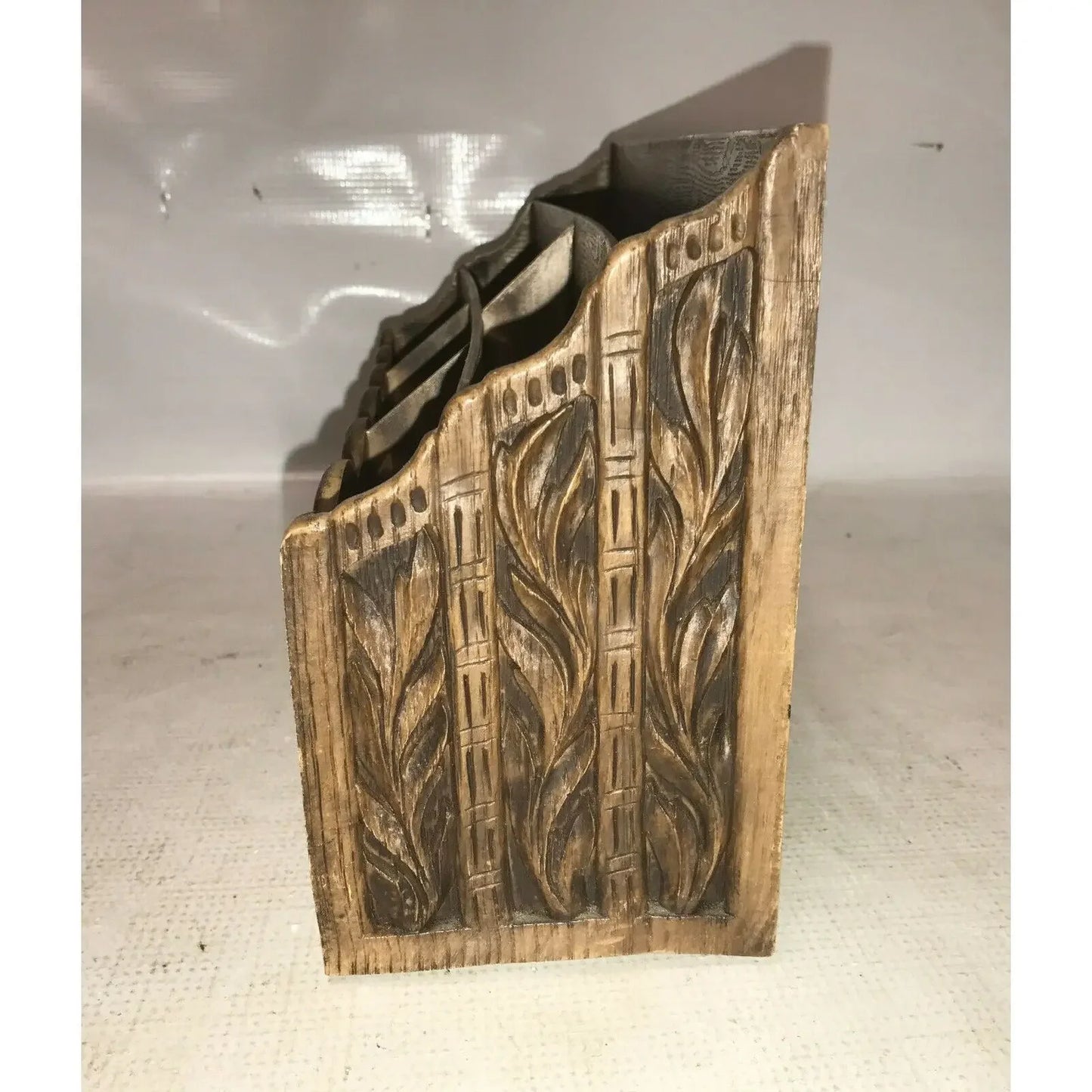 Vintage Faux WOOD GRAIN Lerner DESK ORGANIZER Letter Mail Holder Lerner