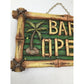 Tiki Style ''Bar Open'' Lighted Sign Wall Decor/Wall Hanging For Bar (Untested)