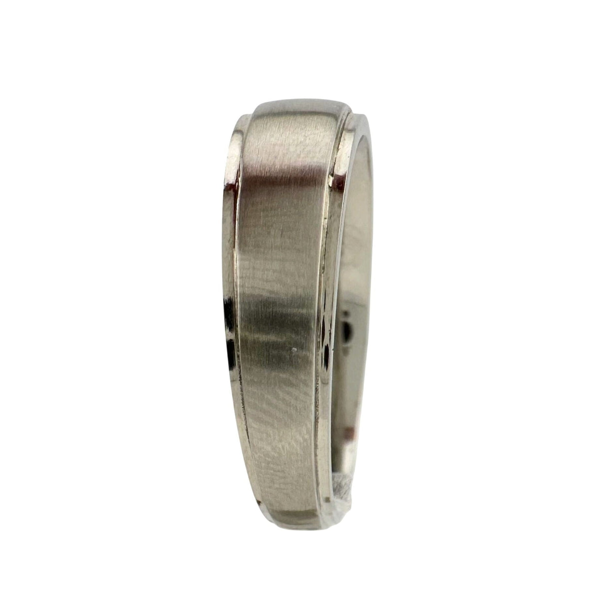 Polished Stainless Steel Diamond Wedding Band - Size 6.5 --  A+ Stuff