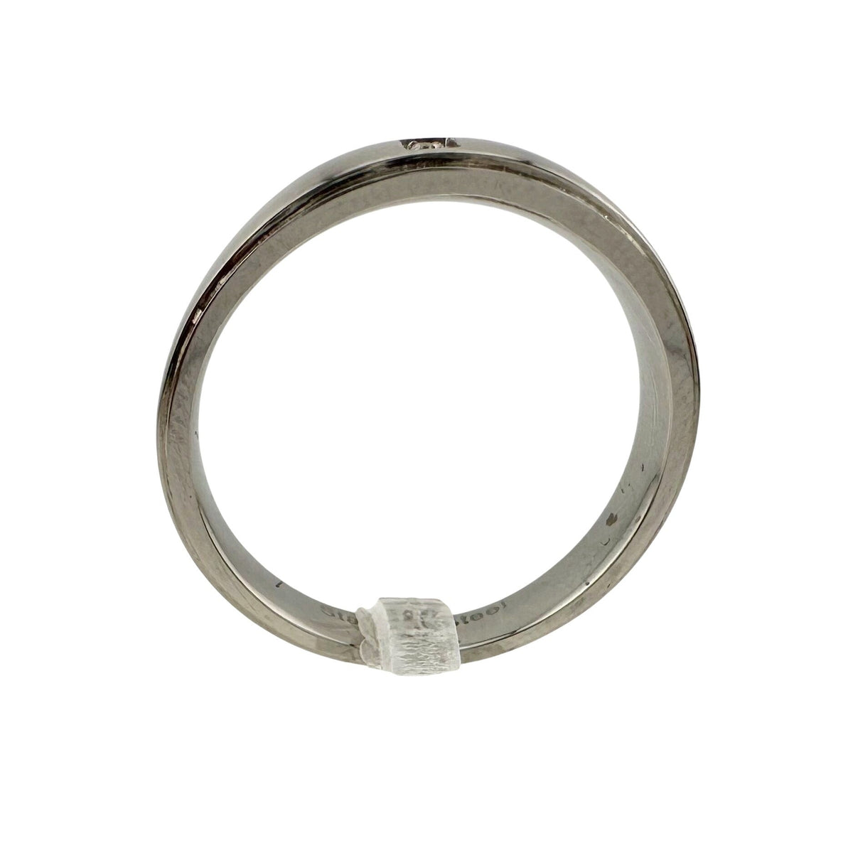 Polished Stainless Steel Diamond Wedding Band - Size 6.5 --  A+ Stuff
