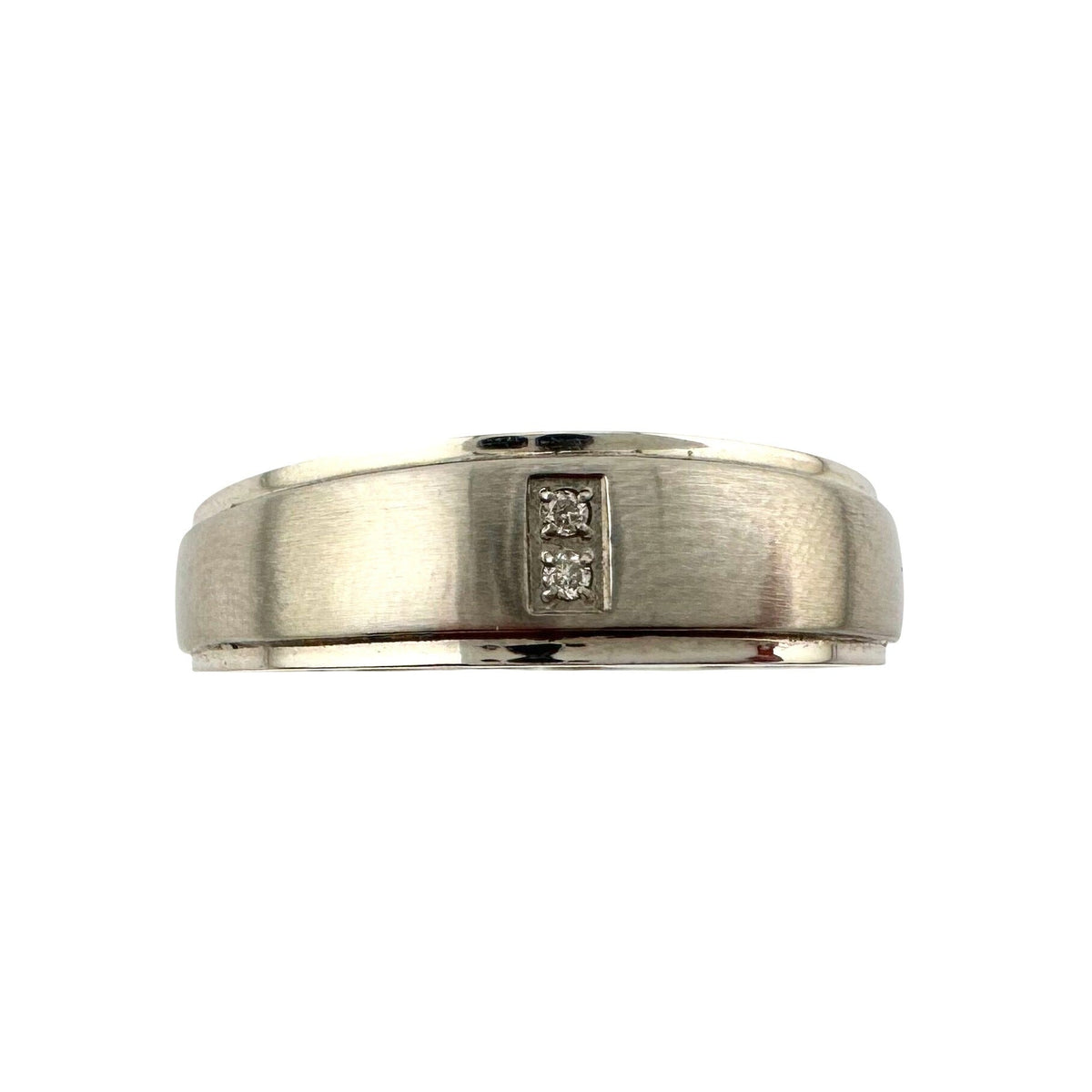 Polished Stainless Steel Diamond Wedding Band - Size 6.5 --  A+ Stuff