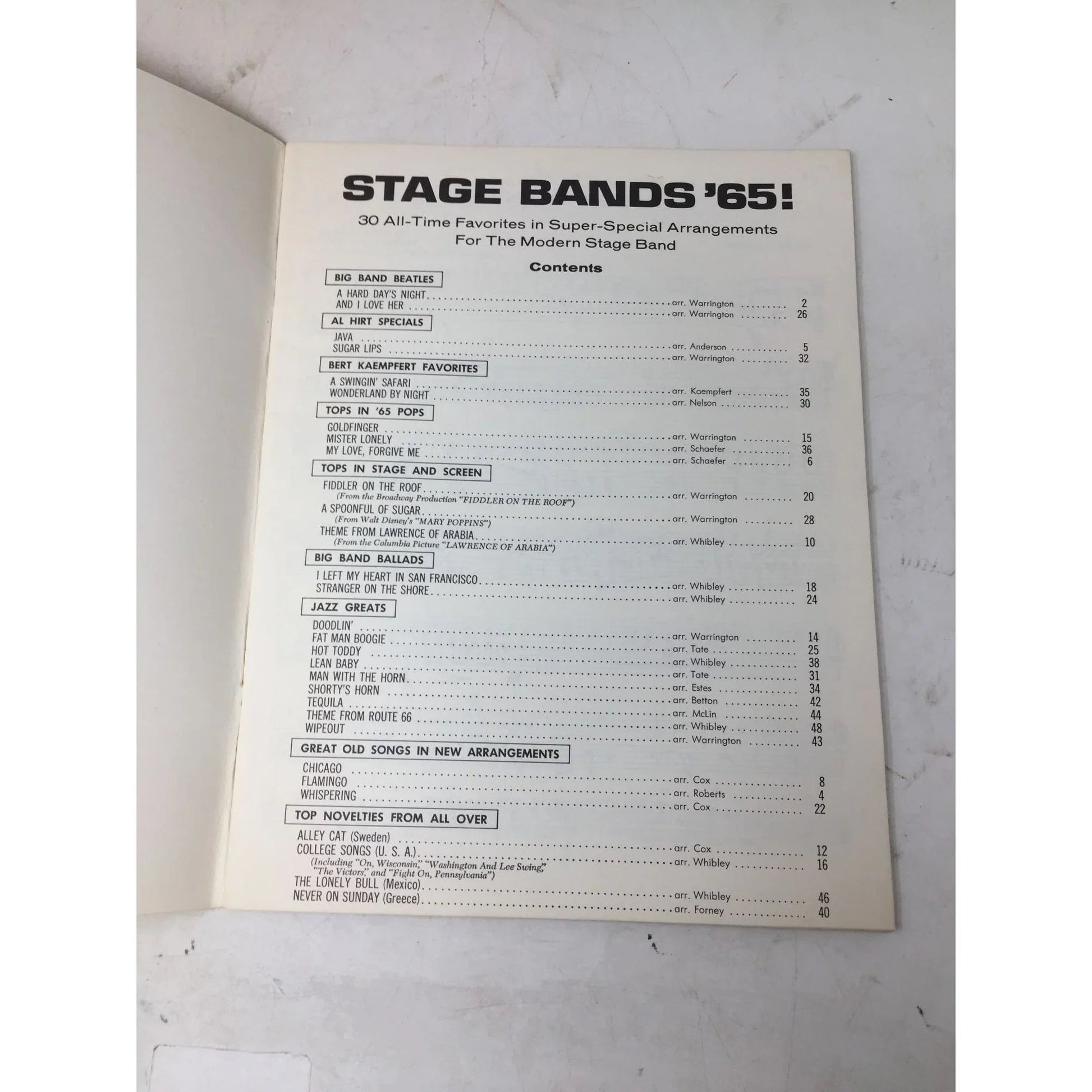 Stage Bands '65 (Complimentary) Vintage Sheet Music Song Book - A+ Stuff - SHEET MUSIC - A+ Stuff