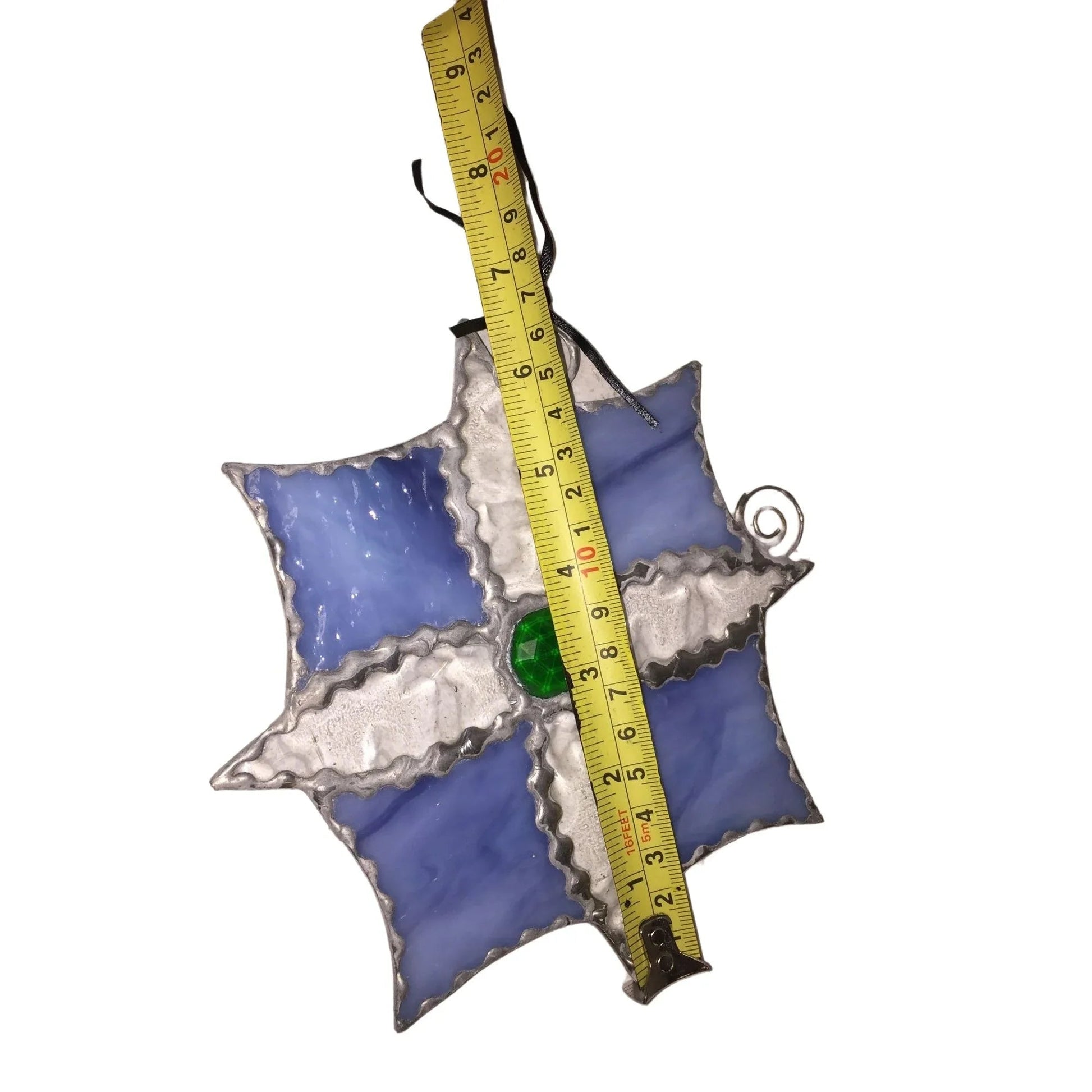 Stained Glass Purple Swirl, White and Green Floral Window Panel Opaque Art Glass Textured - Unbranded - A+ Stuff