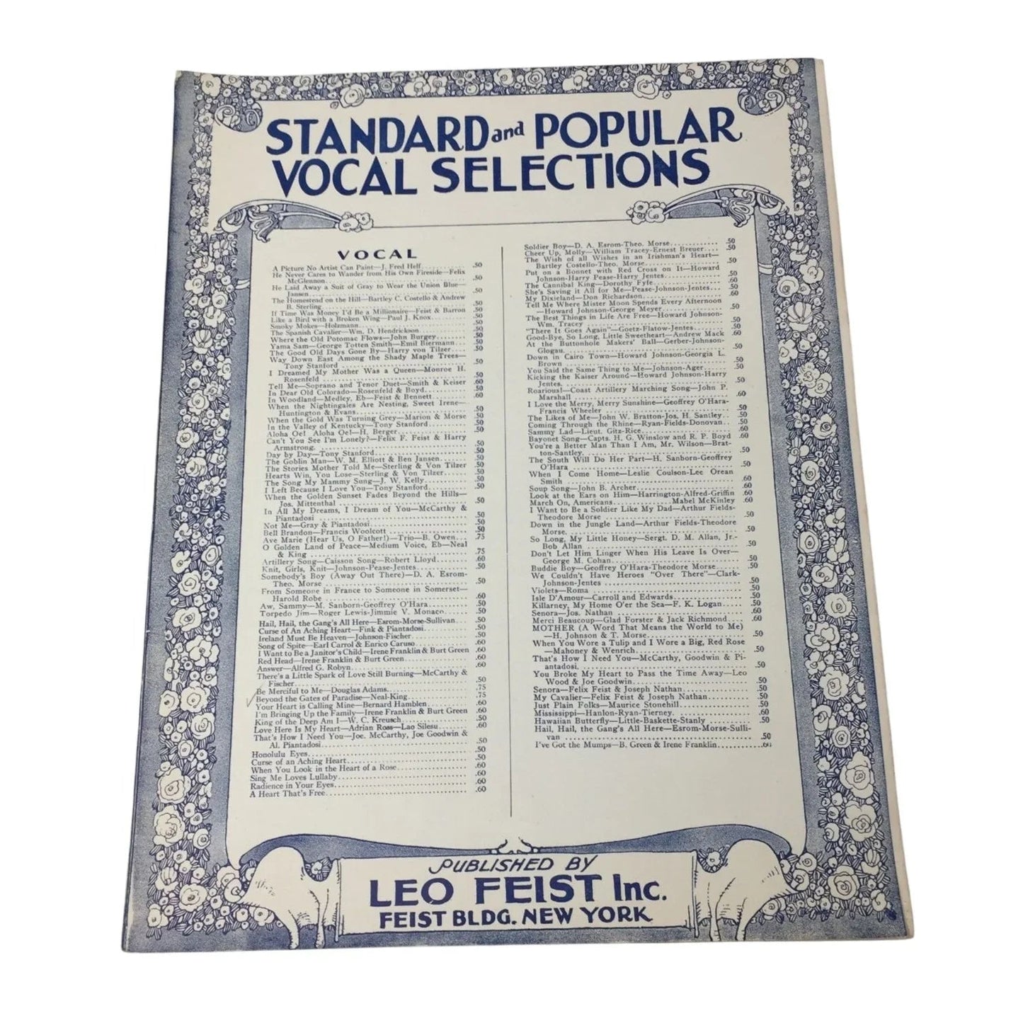 STANDARD AND POPULAR VOCAL SELECTIONS VINTAGE SHEET MUSIC - A+ Stuff - SHEET MUSIC - A+ Stuff