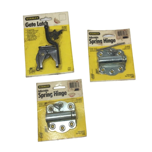 STANLEY 2 Adjustable Spring Hinges & 1 Gate Latch (NEW) - STANLEY - Tools - A+ Stuff