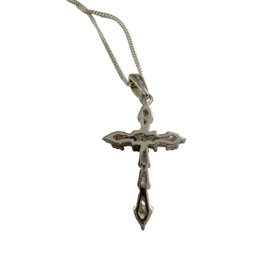 Sterling Silver Cross Necklace 20" Chain - Intricate Detailing - Unbranded - Necklace with Pendant - A+ Stuff