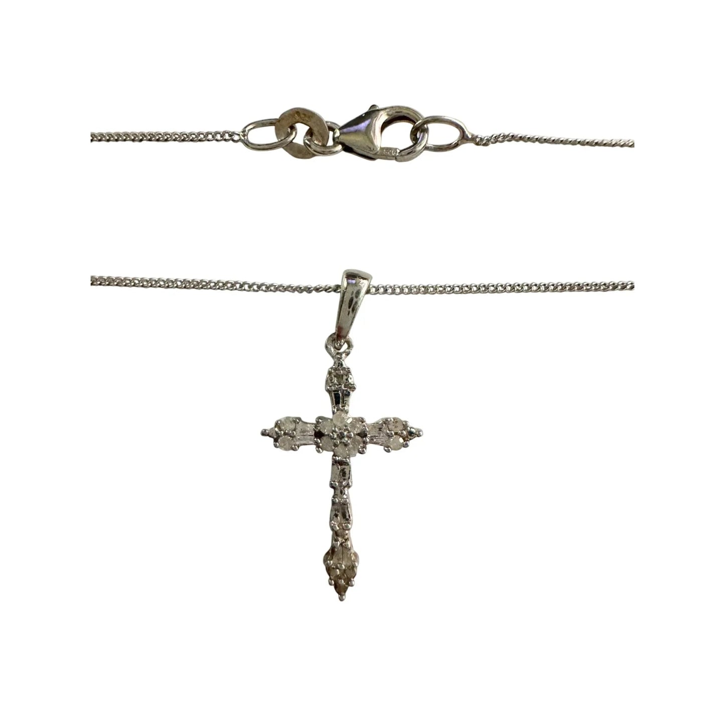 Sterling Silver Cross Necklace 20" Chain - Intricate Detailing - Unbranded - Necklace with Pendant - A+ Stuff