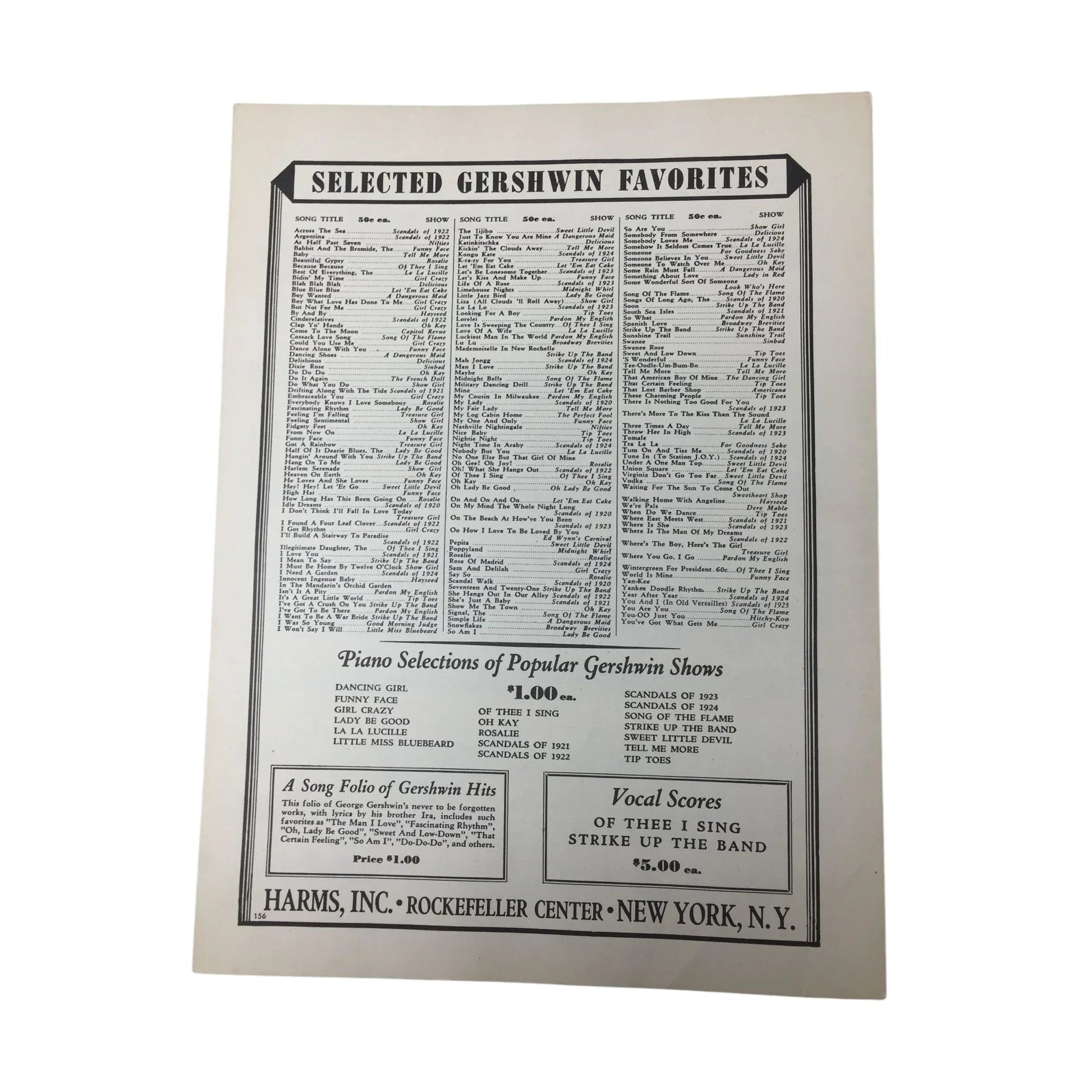 ''STRIKE UP THE BAND'' by Ira & George Gershwin Vintage Sheet Music - A+ Stuff - sheet music - A+ Stuff