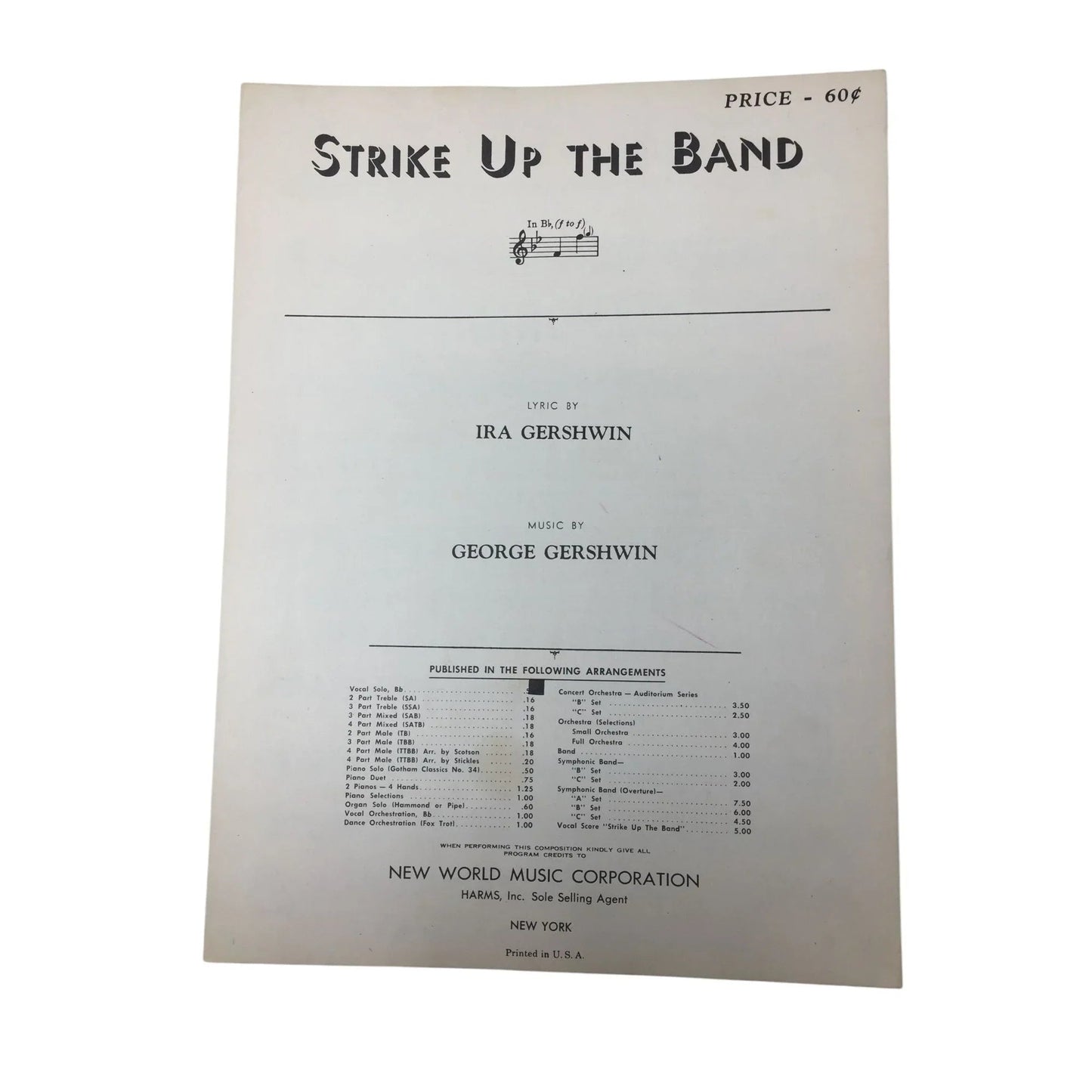 ''STRIKE UP THE BAND'' by Ira & George Gershwin Vintage Sheet Music - A+ Stuff - sheet music - A+ Stuff
