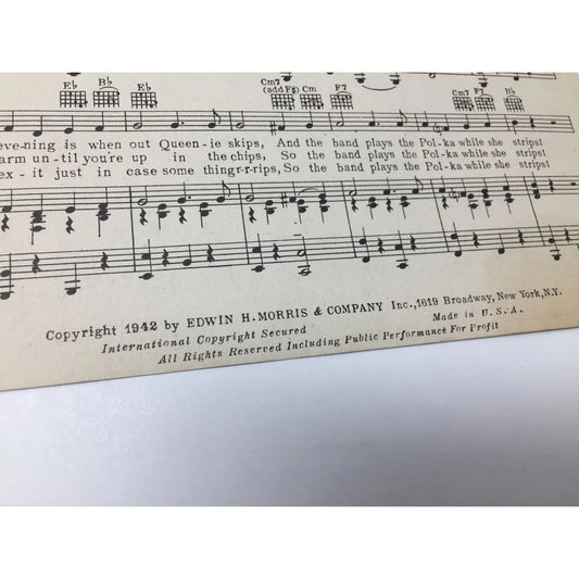 ''Strip Polka Take it Off! Take it Off!'' Vintage Sheet Music - A+ Stuff - SHEET MUSIC - A+ Stuff