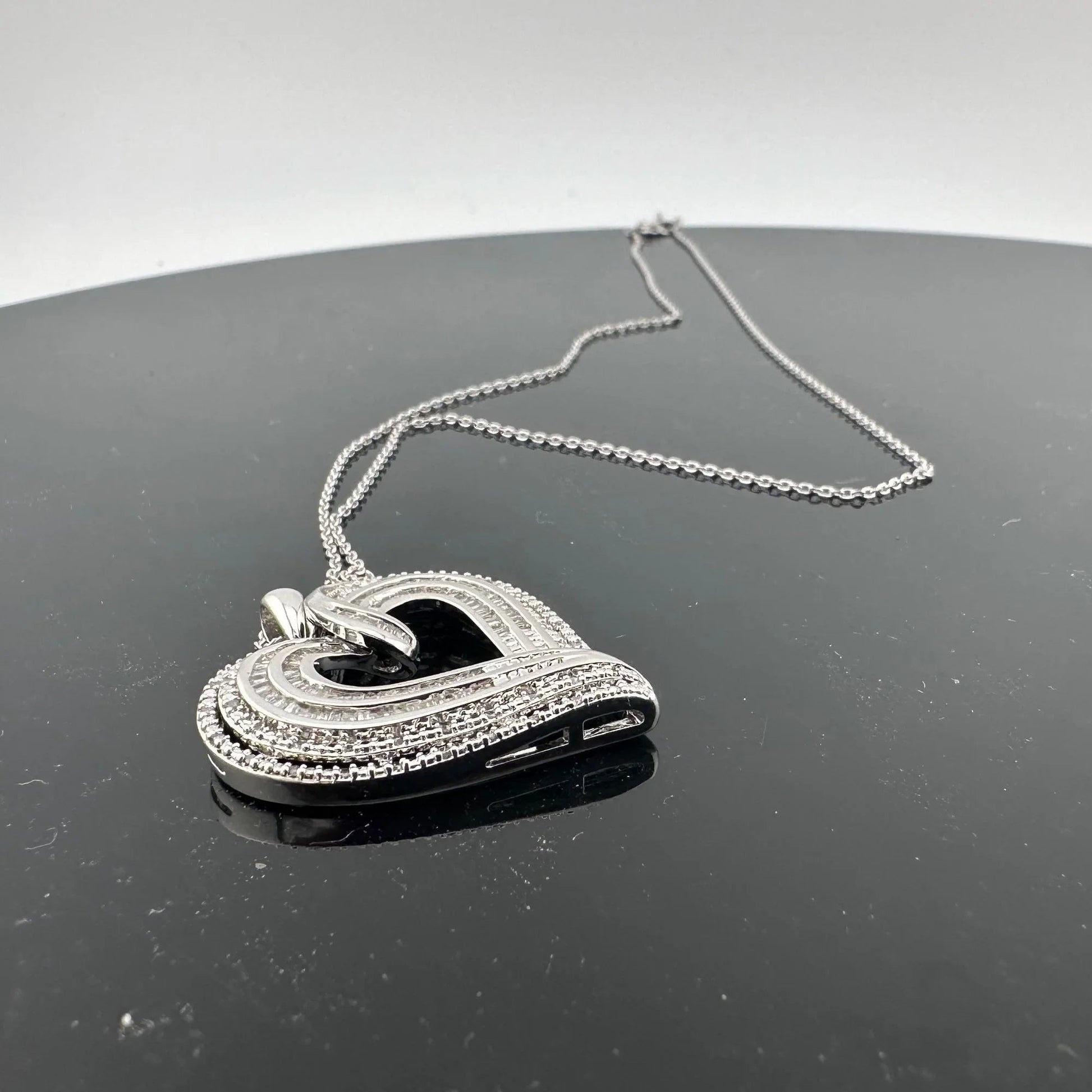 Stunning 1 Carat Baguette Diamond Heart Pendant - Necklace with Pendant - A+ Stuff