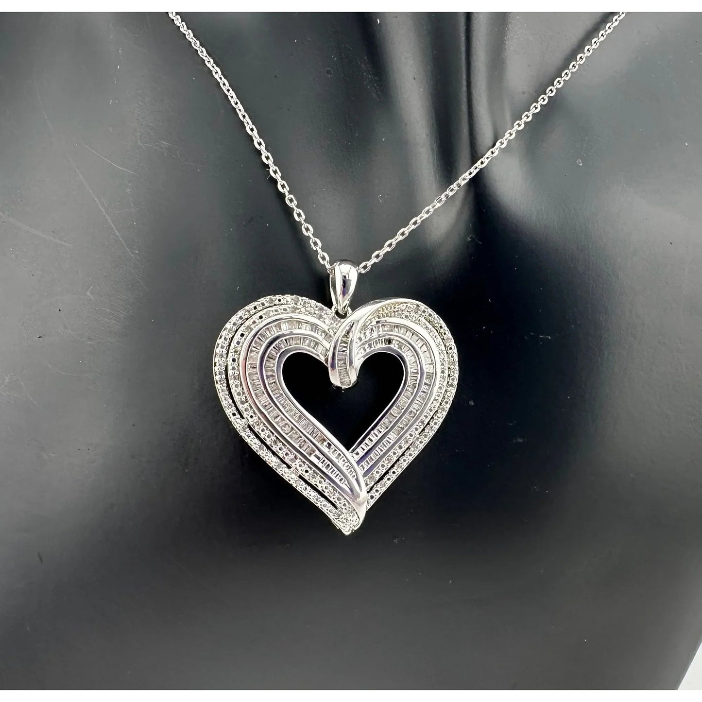 Stunning 1 Carat Baguette Diamond Heart Pendant - Necklace with Pendant - A+ Stuff