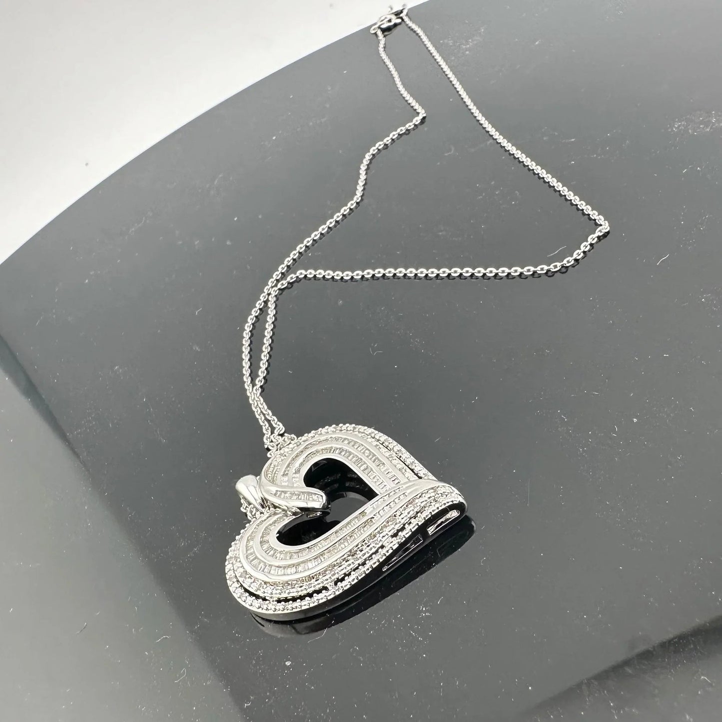 Stunning 1 Carat Baguette Diamond Heart Pendant - Necklace with Pendant - A+ Stuff