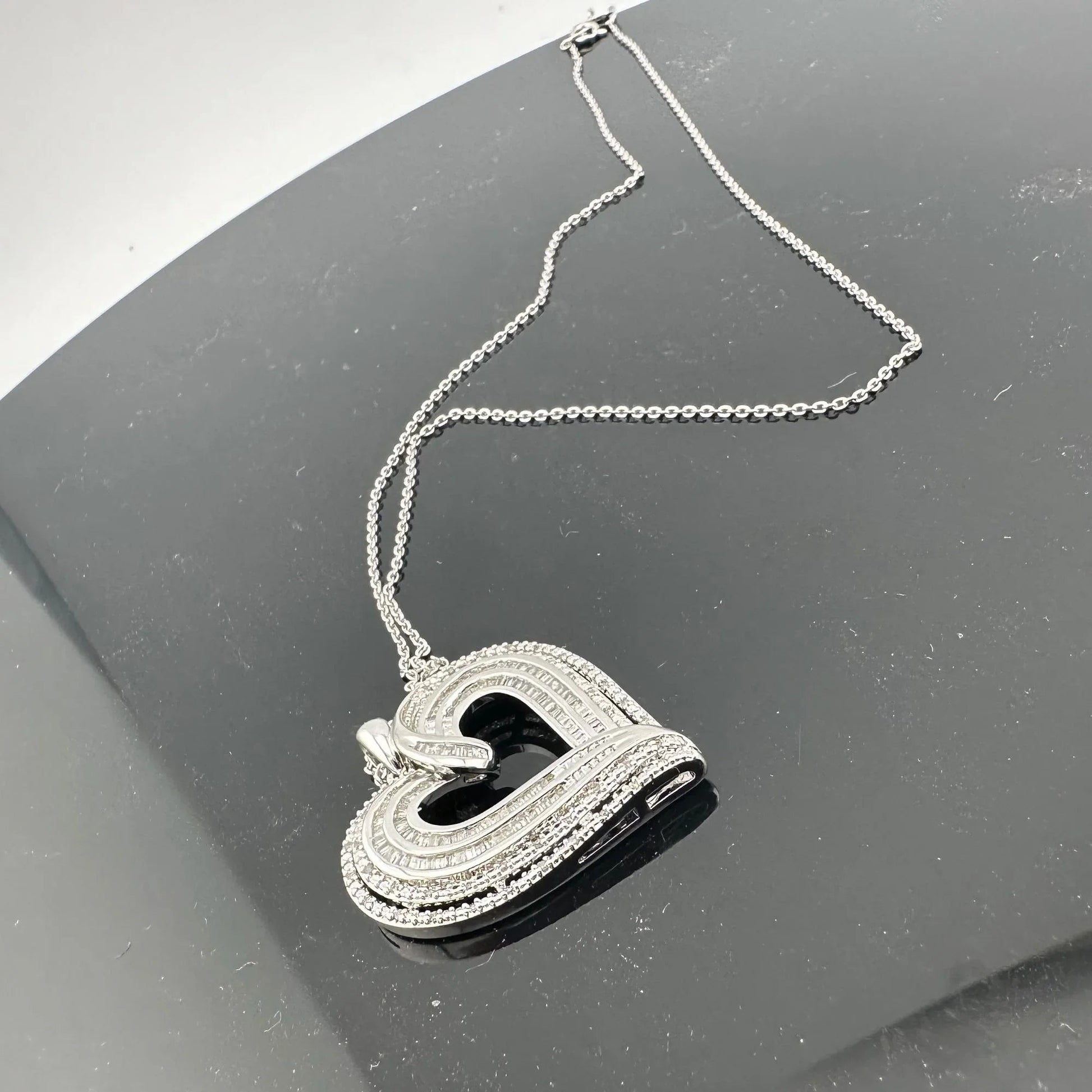 Stunning 1 Carat Baguette Diamond Heart Pendant - Necklace with Pendant - A+ Stuff