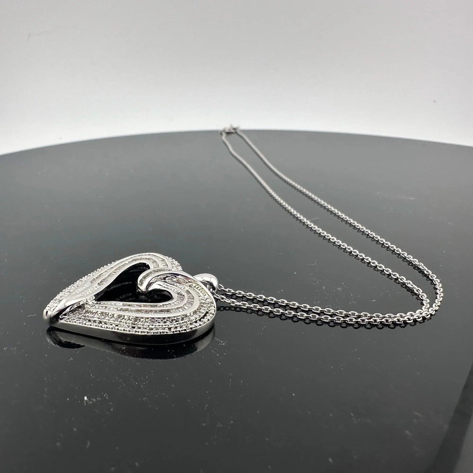 Stunning 1 Carat Baguette Diamond Heart Pendant - Necklace with Pendant - A+ Stuff