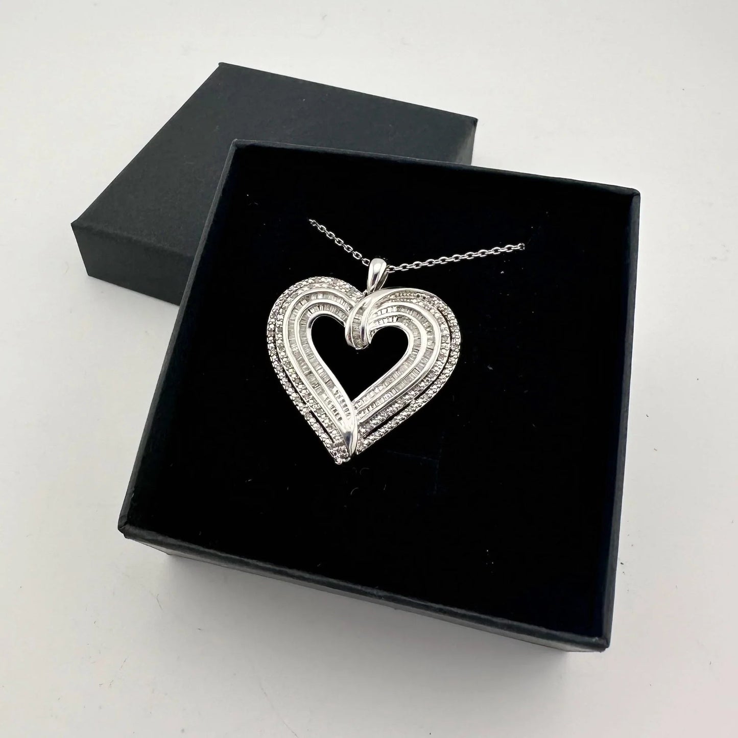 Stunning 1 Carat Baguette Diamond Heart Pendant - Necklace with Pendant - A+ Stuff