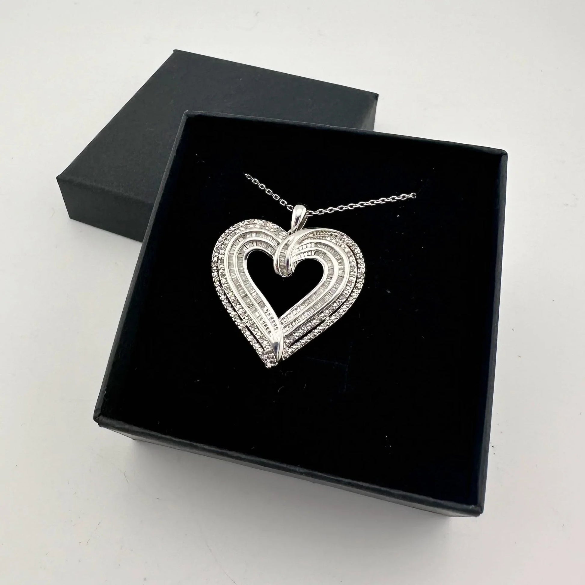 Stunning 1 Carat Baguette Diamond Heart Pendant - Necklace with Pendant - A+ Stuff