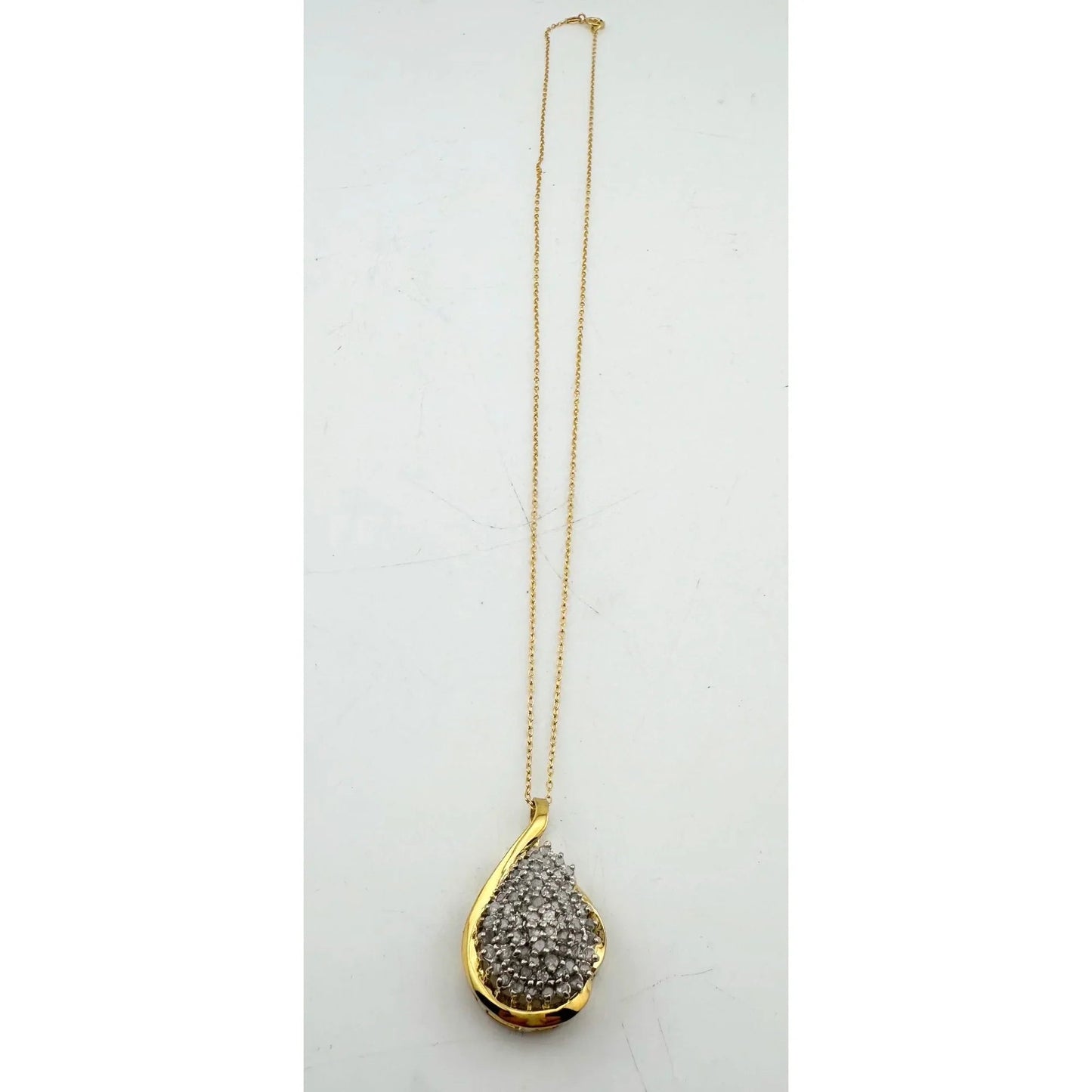 Stunning Pear cut 1.00 Carat Natural Diamond Necklace in 14kt Gold Overlaying Sterling Silver - A+ Stuff