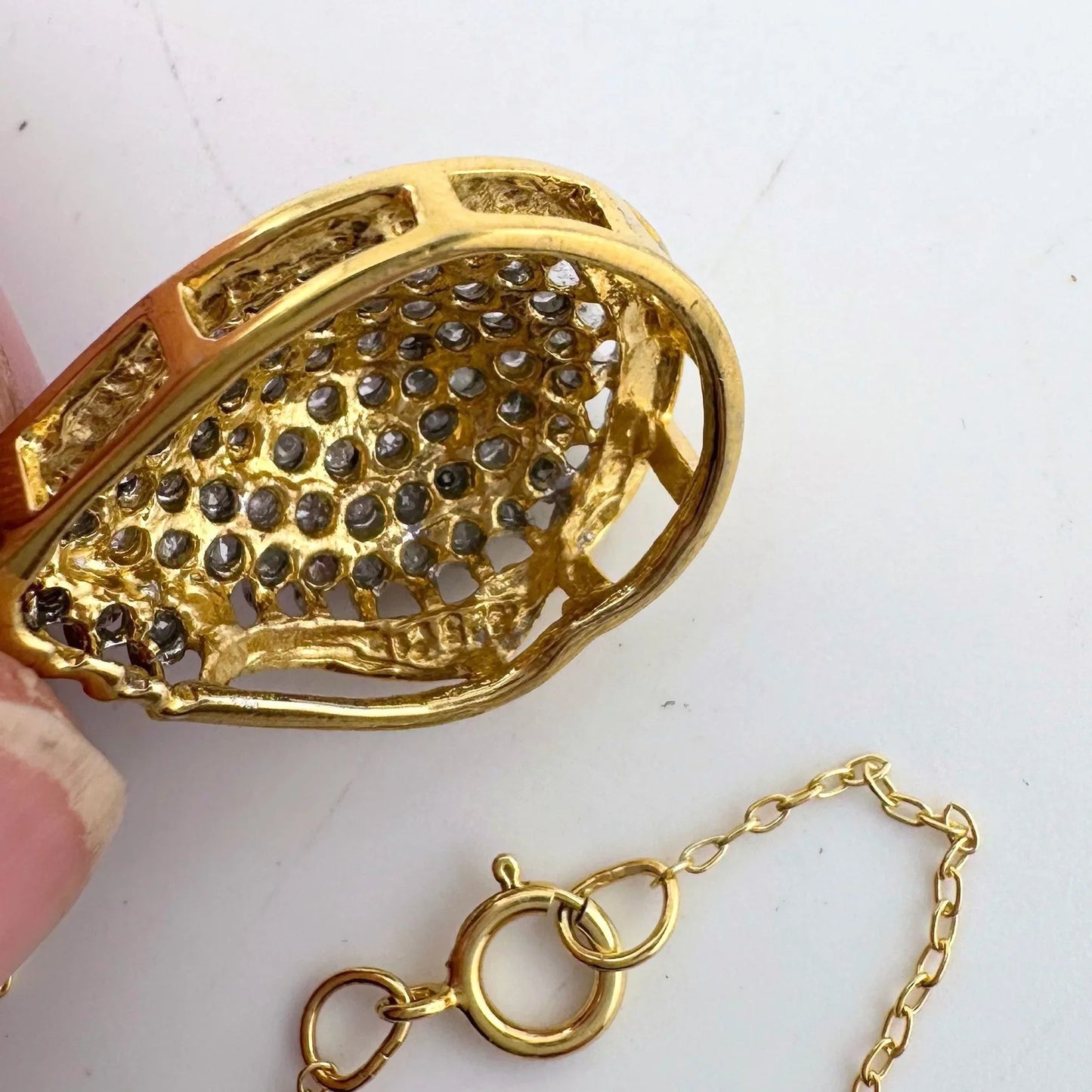 Stunning Pear cut 1.00 Carat Natural Diamond Necklace in 14kt Gold Overlaying Sterling Silver - A+ Stuff