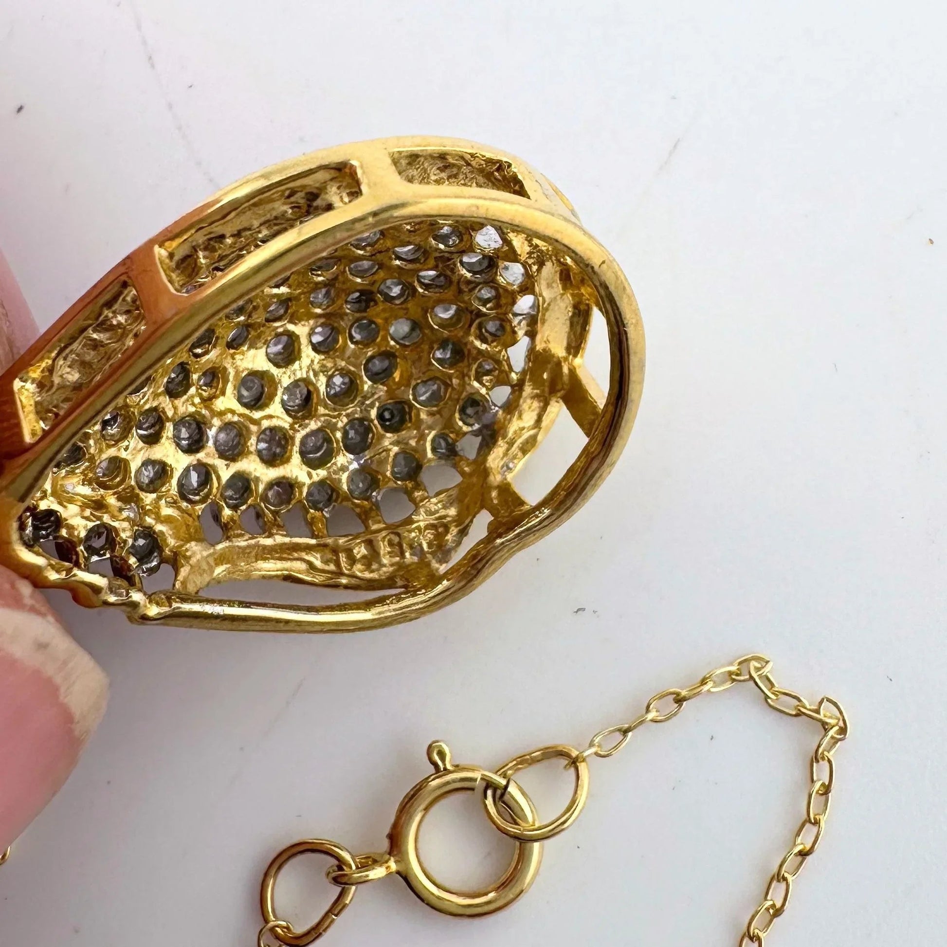 Stunning Pear cut 1.00 Carat Natural Diamond Necklace in 14kt Gold Overlaying Sterling Silver - A+ Stuff