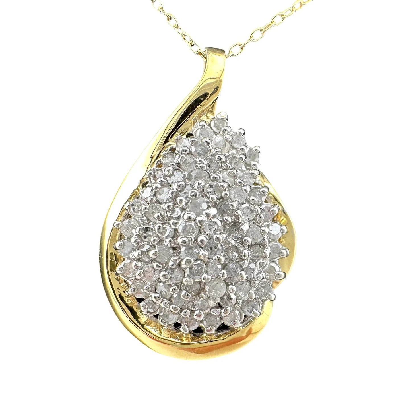 Stunning Pear cut 1.00 Carat Natural Diamond Necklace in 14kt Gold Overlaying Sterling Silver - A+ Stuff