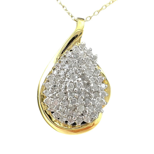 Stunning Pear cut 1.00 Carat Natural Diamond Necklace in 14kt Gold Overlaying Sterling Silver - A+ Stuff