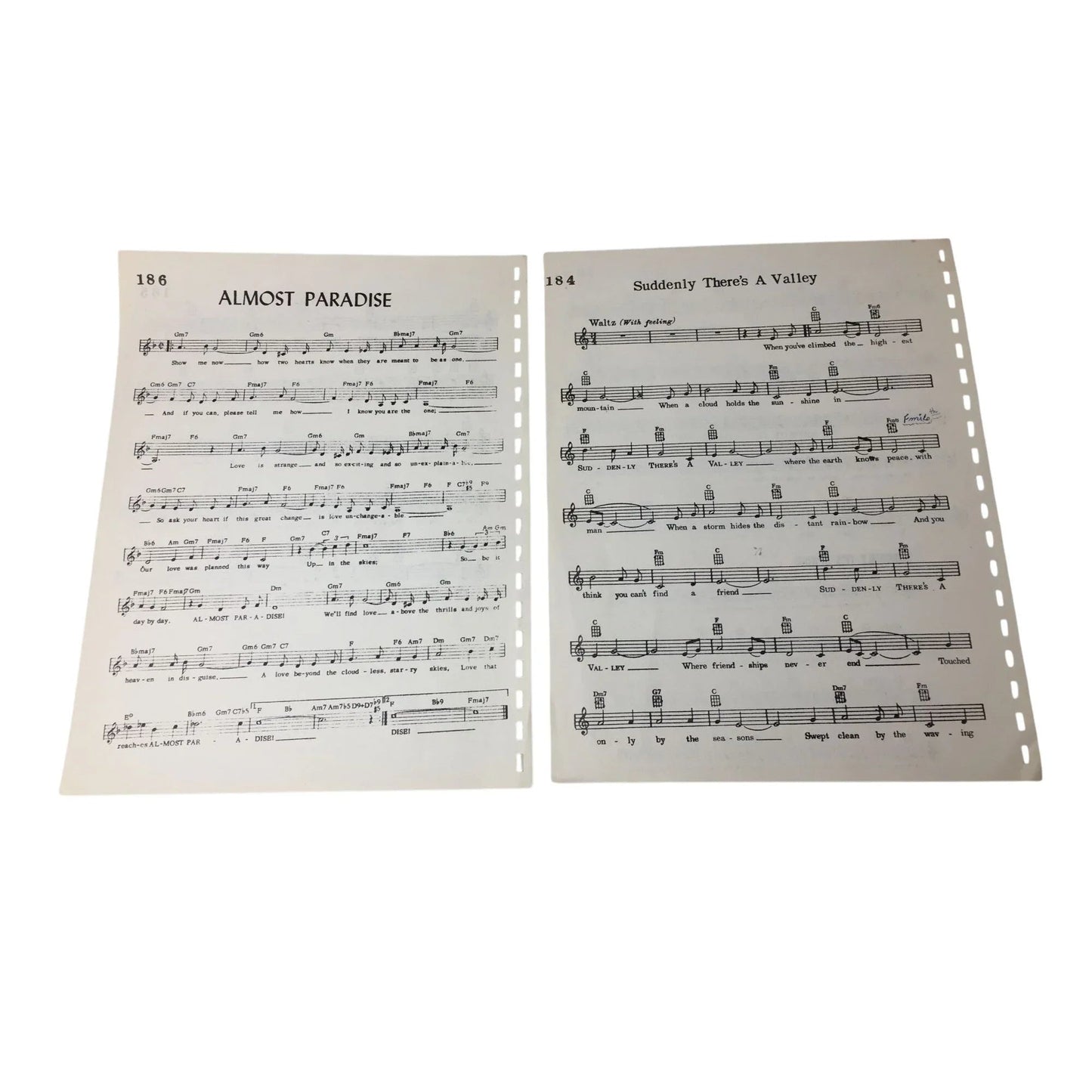 ''Suddenly There's A Valley'' and ''Almost Paradise'' Sheet Music Pages - A+ Stuff - SHEET MUSIC - A+ Stuff