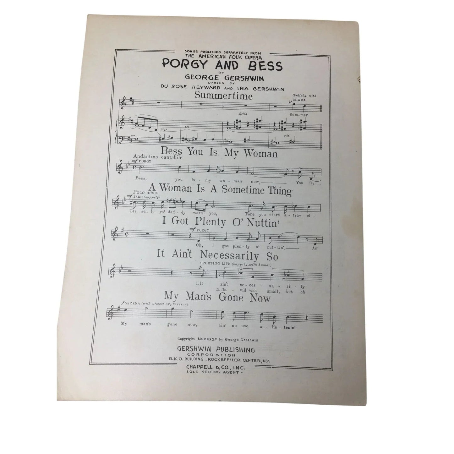 Summertime - The Theatre Guild Presents Porgy and Bess - A+ Stuff - SHEET MUSIC - A+ Stuff