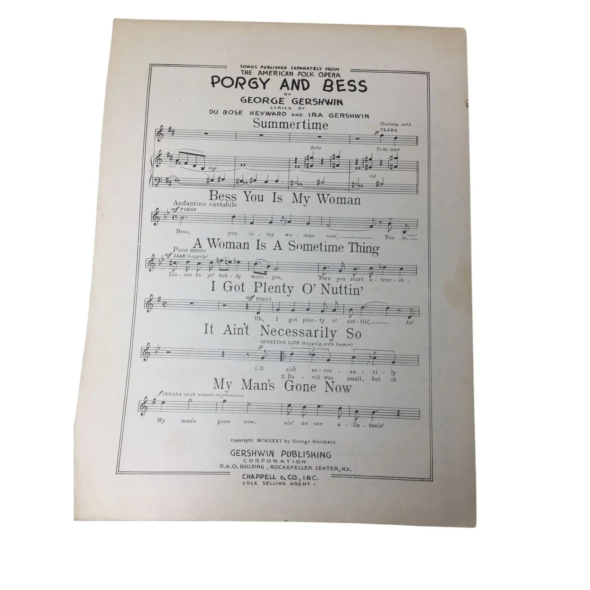 Summertime - The Theatre Guild Presents Porgy and Bess - A+ Stuff - SHEET MUSIC - A+ Stuff
