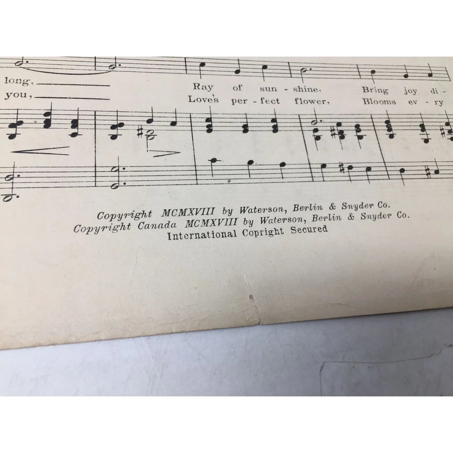 Sunshine Adeline Amusement Co Inc Presents Frederick V Bowers - A+ Stuff - SHEET MUSIC - A+ Stuff