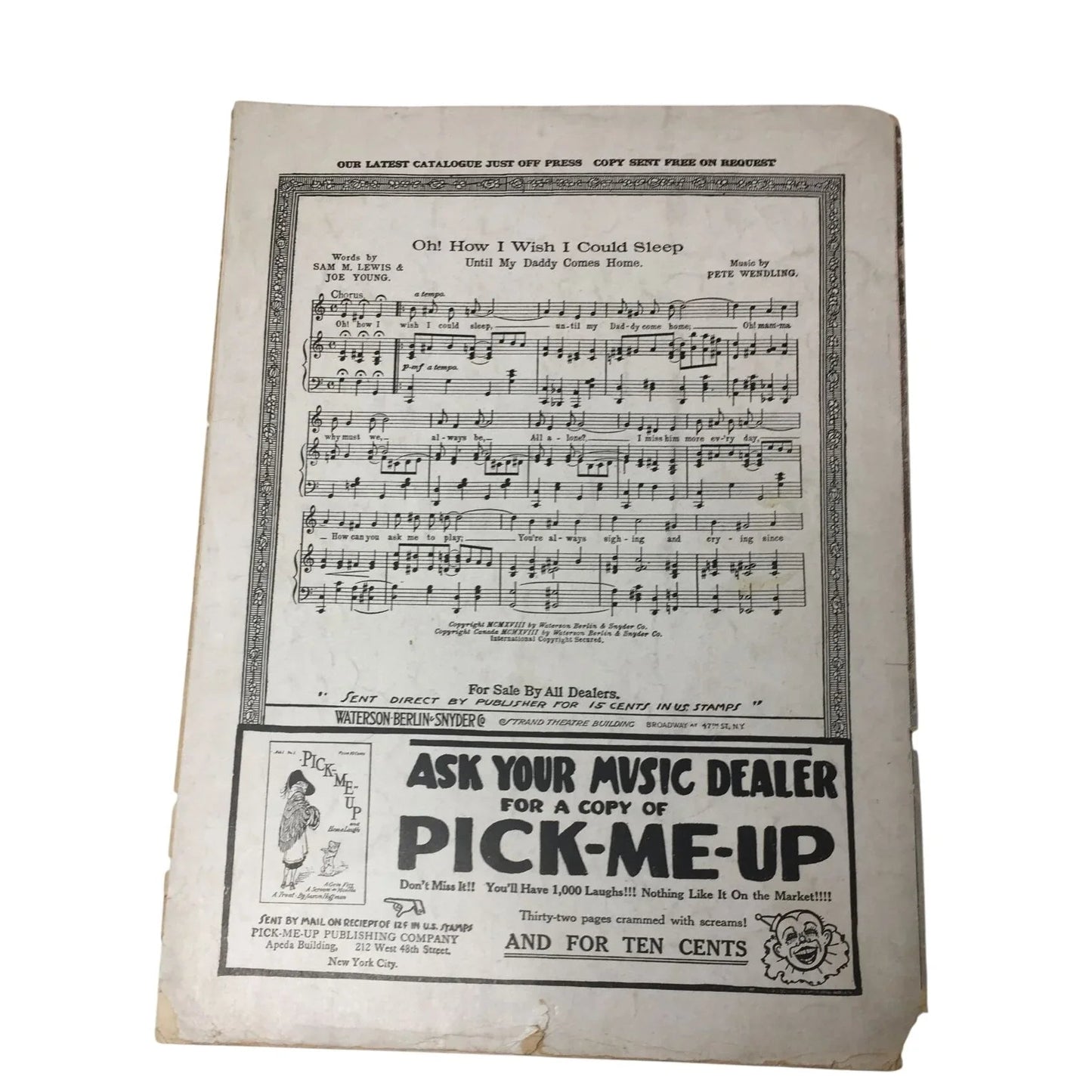 Sunshine Adeline Amusement Co Inc Presents Frederick V Bowers - A+ Stuff - SHEET MUSIC - A+ Stuff