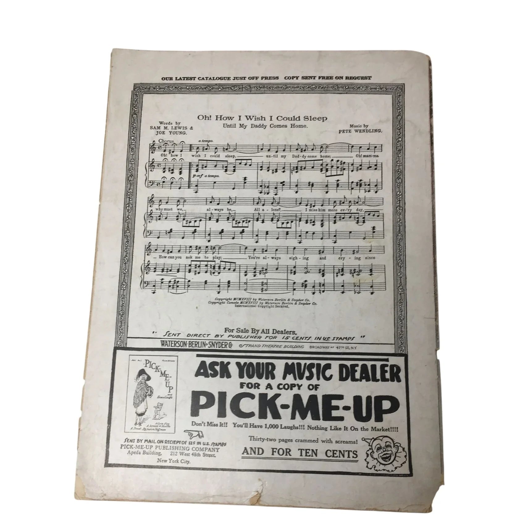 Sunshine Adeline Amusement Co Inc Presents Frederick V Bowers - A+ Stuff - SHEET MUSIC - A+ Stuff