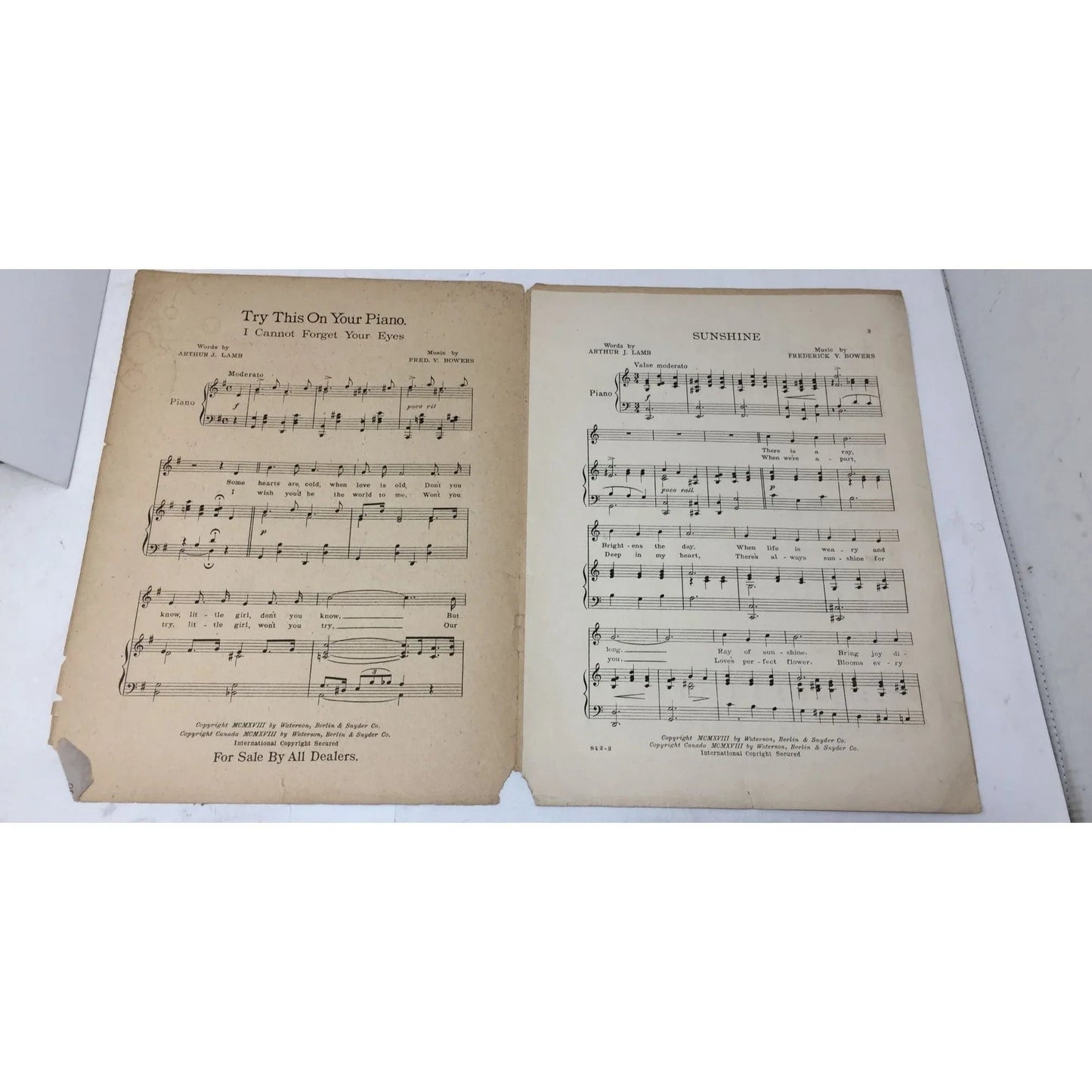 Sunshine Adeline Amusement Co Inc Presents Frederick V Bowers - A+ Stuff - SHEET MUSIC - A+ Stuff