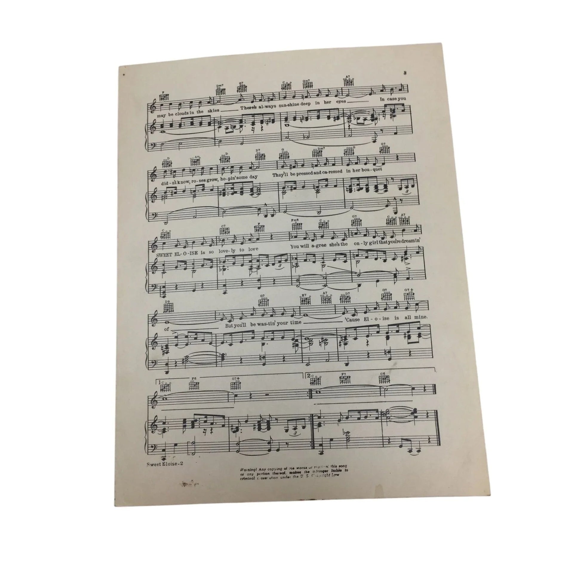 ''SWEET ELOISE'' by Mack David and Russ Morgan Sheet Music - A+ Stuff - Sheet Music - A+ Stuff
