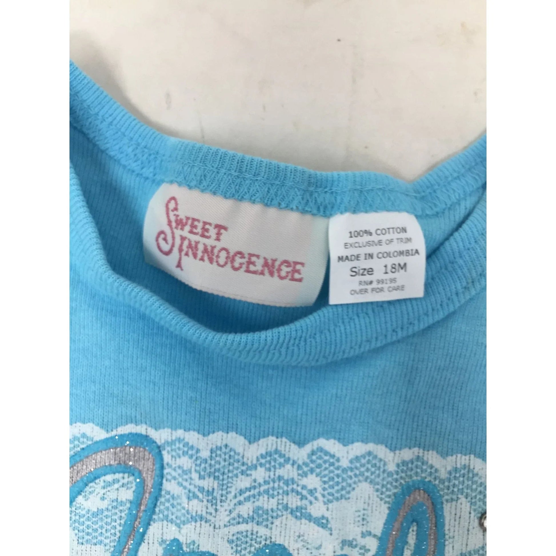Sweet Innocence Toddler/Baby Girl Blue Short Sleeved Tee Shirt Size 18M - A+ Stuff