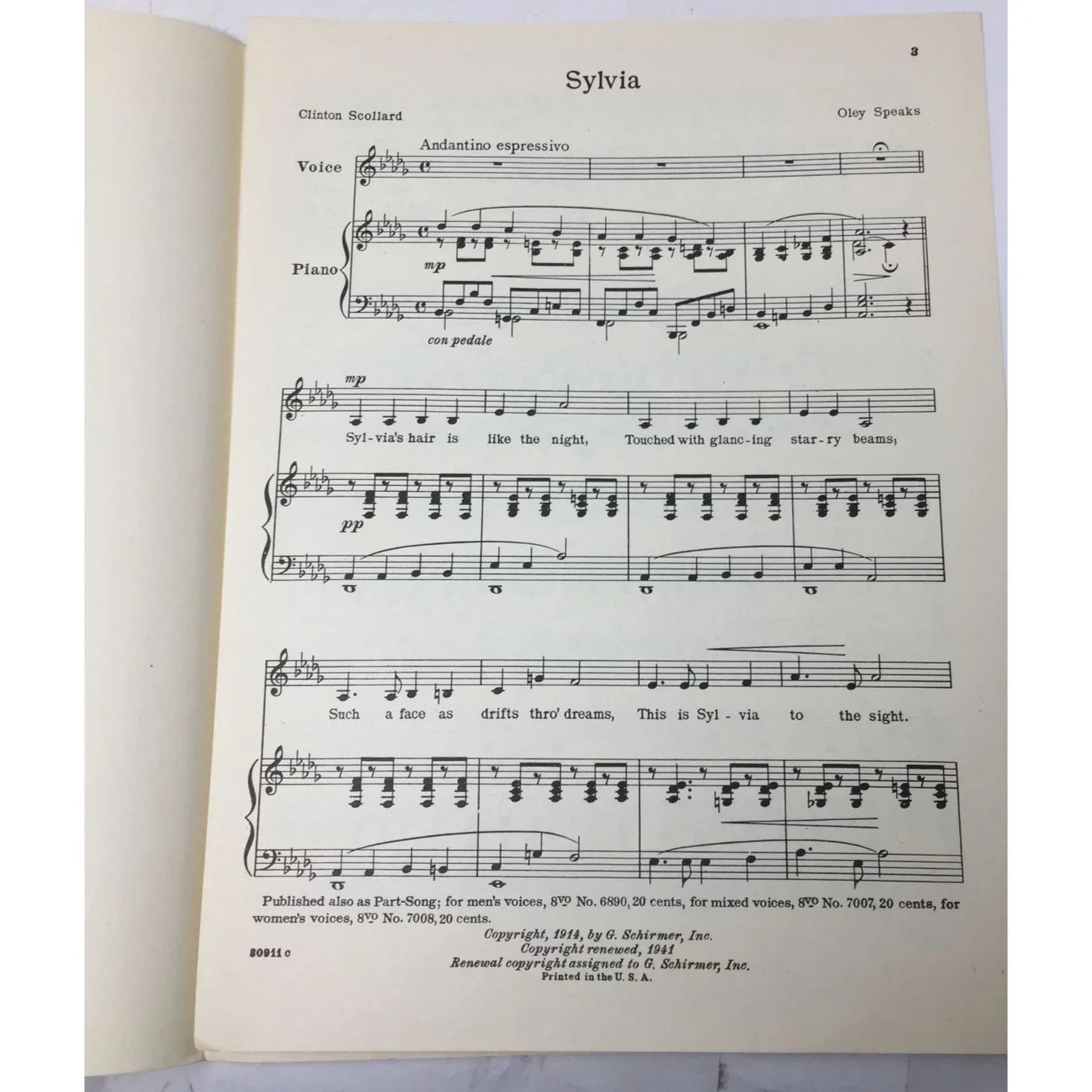 Sylvia Song by Oley Speaks Vintage Sheet Music - A+ Stuff - SHEET MUSIC - A+ Stuff