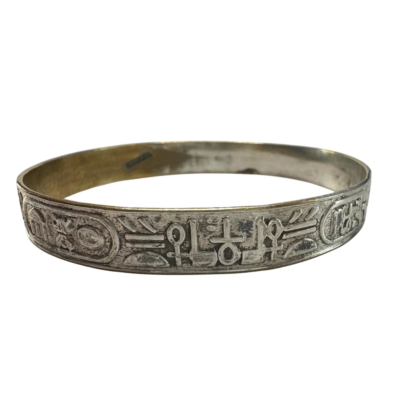 Symbol Etched Silverplated Bangle bracelets Stamped MEXICO (6) - Unbranded - Bracelet - A+ Stuff