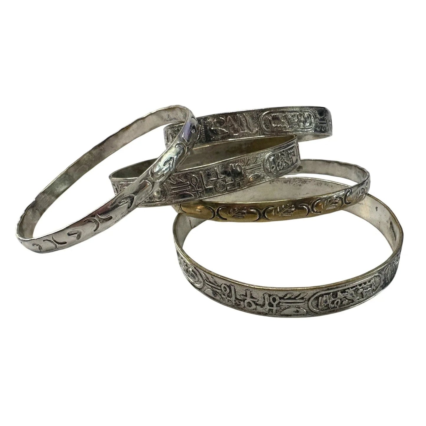 Symbol Etched Silverplated Bangle bracelets Stamped MEXICO (6) - Unbranded - Bracelet - A+ Stuff