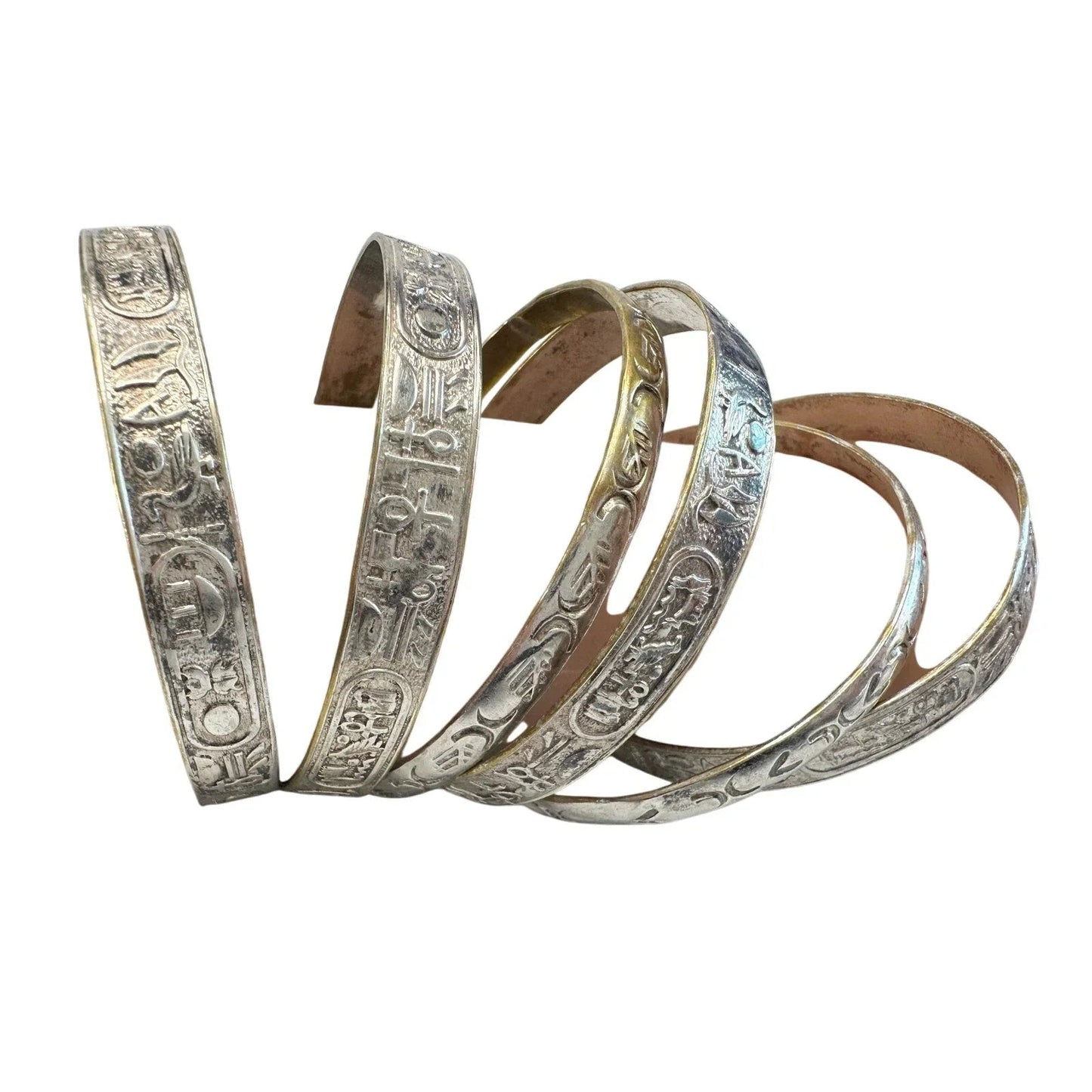 Symbol Etched Silverplated Bangle bracelets Stamped MEXICO (6) - Unbranded - Bracelet - A+ Stuff