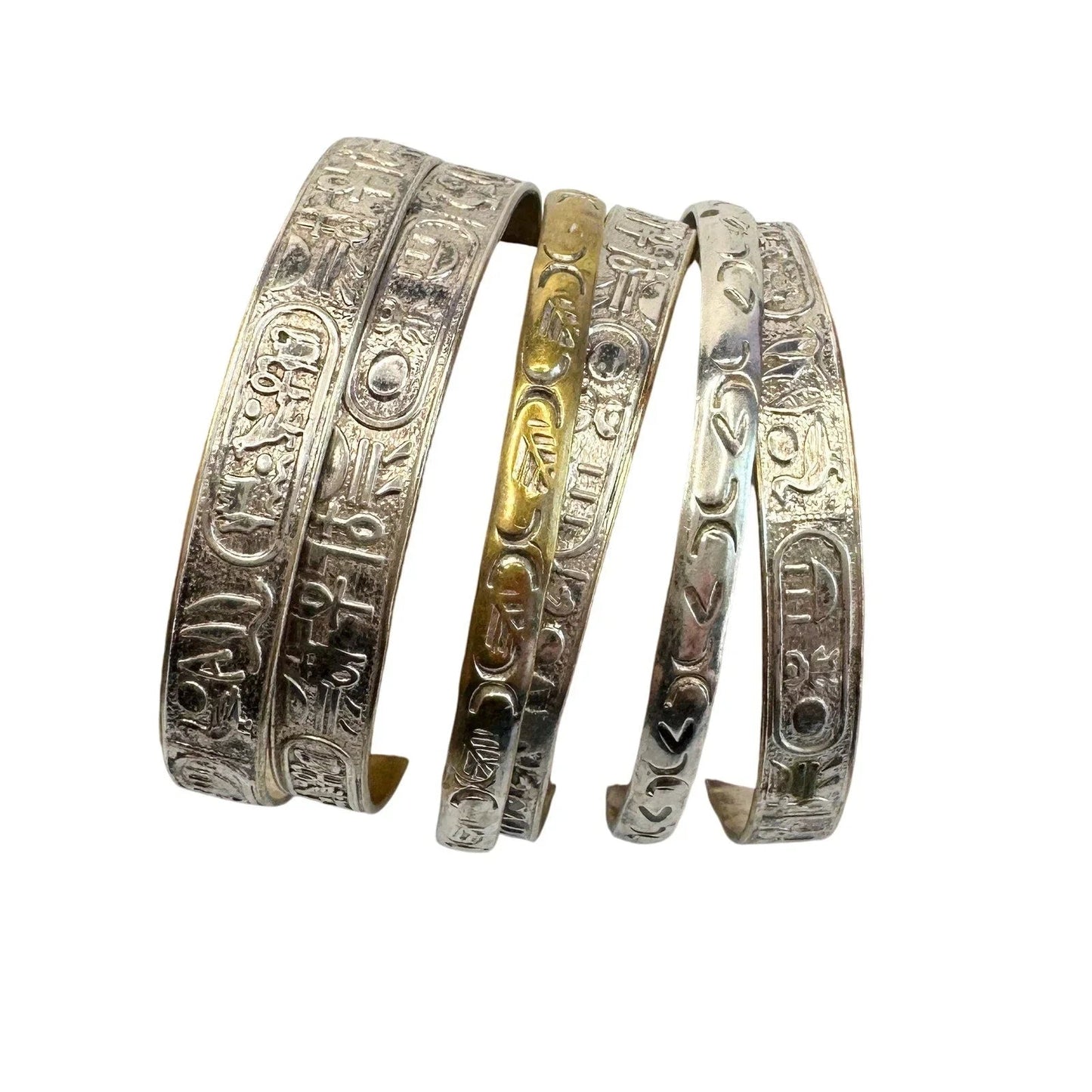 Symbol Etched Silverplated Bangle bracelets Stamped MEXICO (6) - Unbranded - Bracelet - A+ Stuff