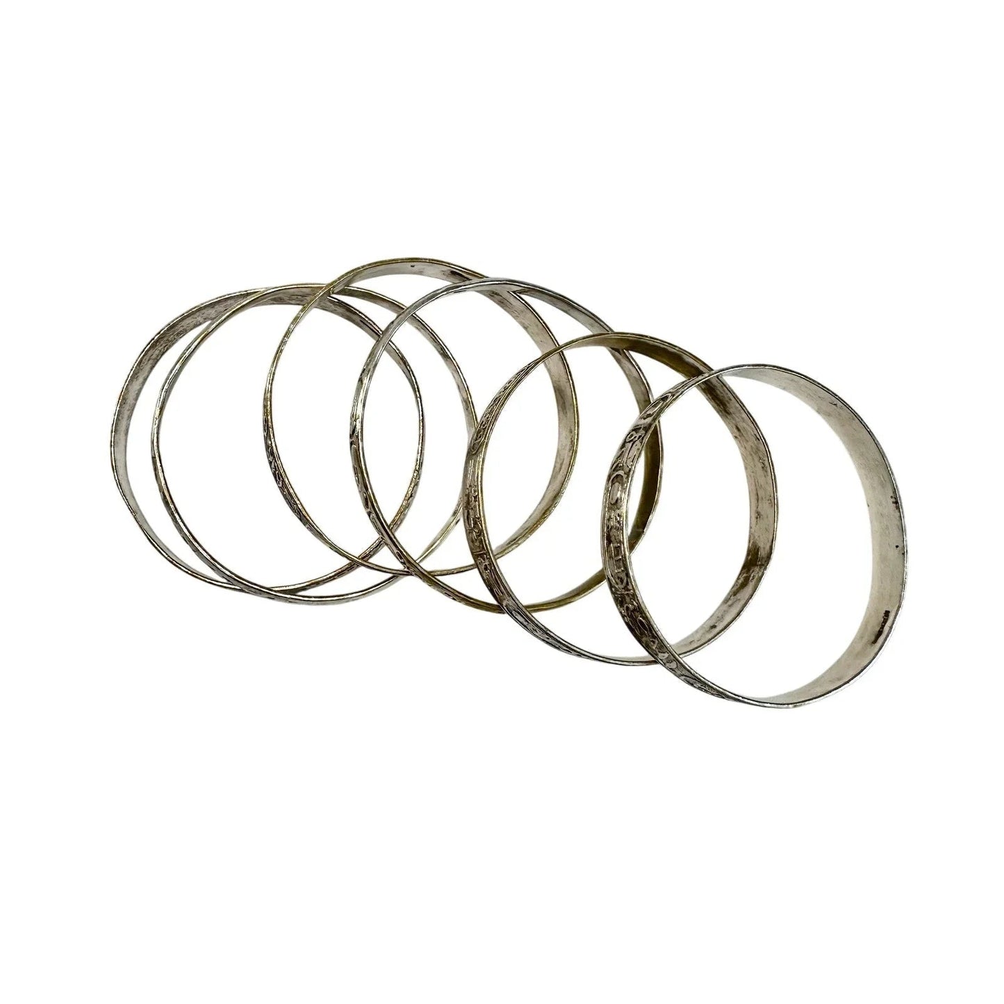 Symbol Etched Silverplated Bangle bracelets Stamped MEXICO (6) - Unbranded - Bracelet - A+ Stuff