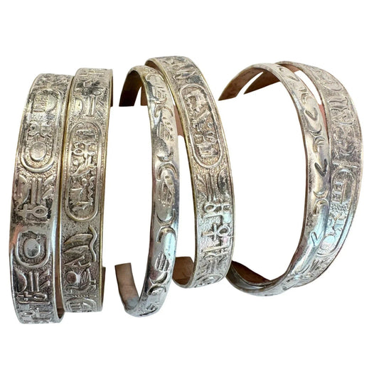 Symbol Etched Silverplated Bangle bracelets Stamped MEXICO (6) - Unbranded - Bracelet - A+ Stuff