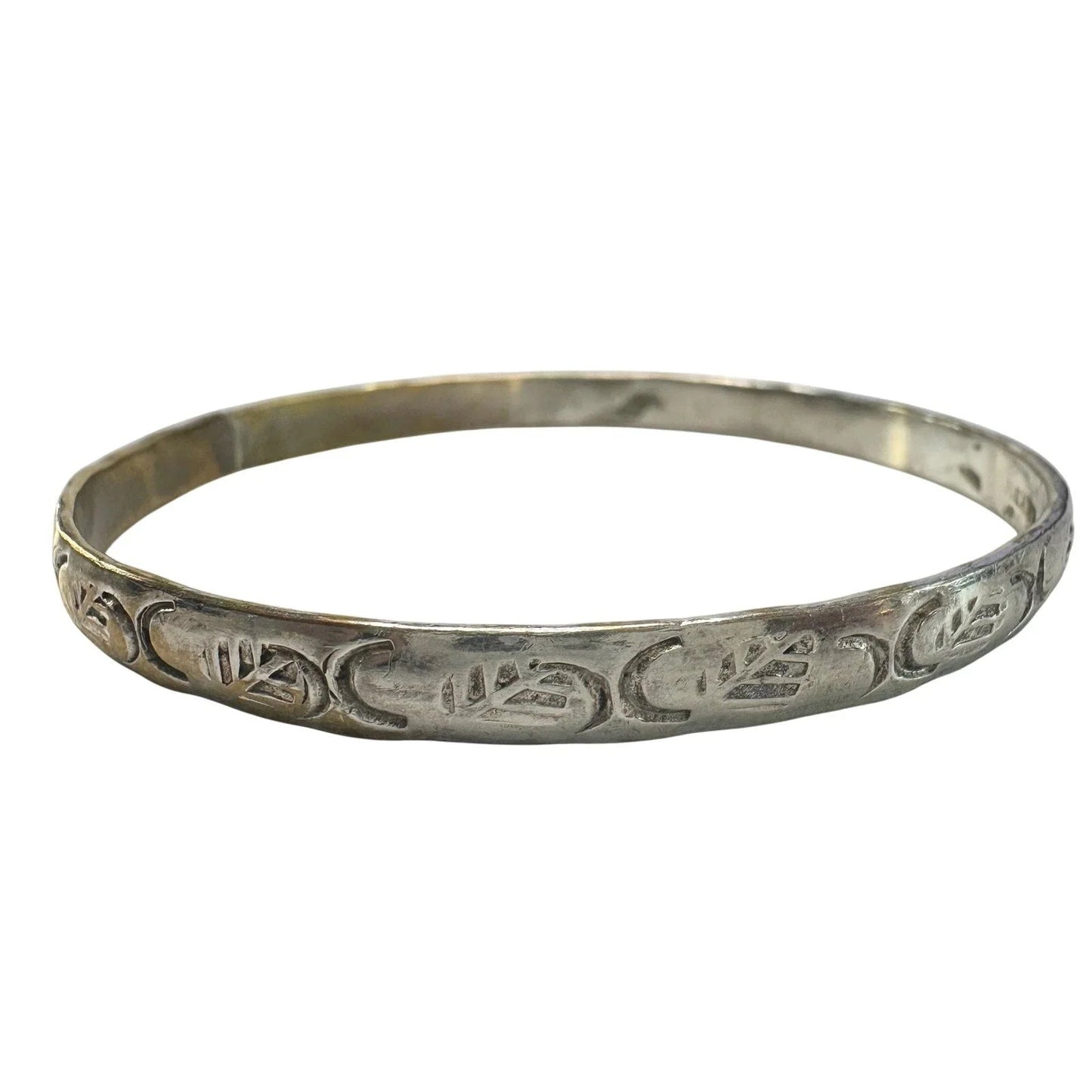 Symbol Etched Silverplated Bangle bracelets Stamped MEXICO (6) - Unbranded - Bracelet - A+ Stuff