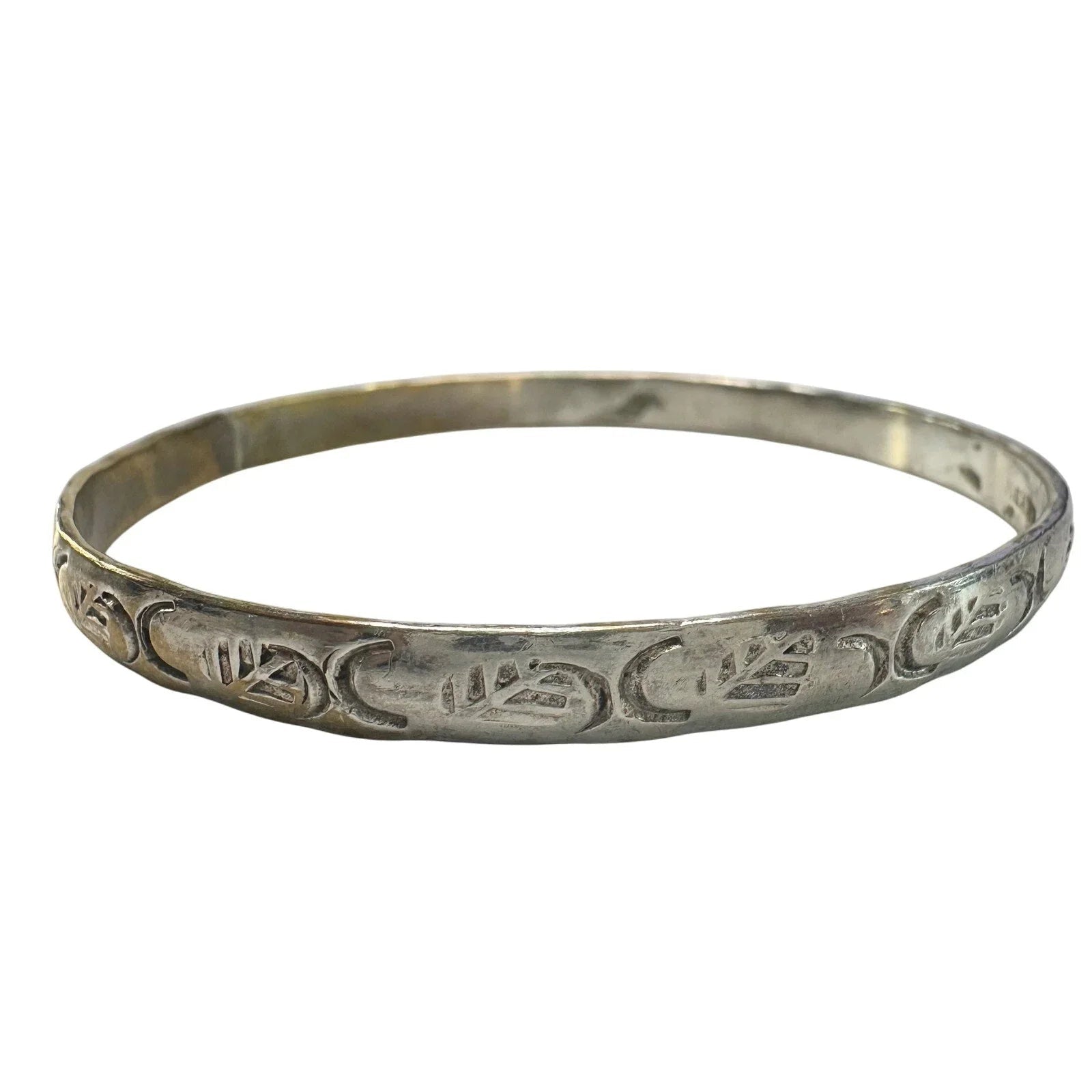 Symbol Etched Silverplated Bangle bracelets Stamped MEXICO (6) - Unbranded - Bracelet - A+ Stuff