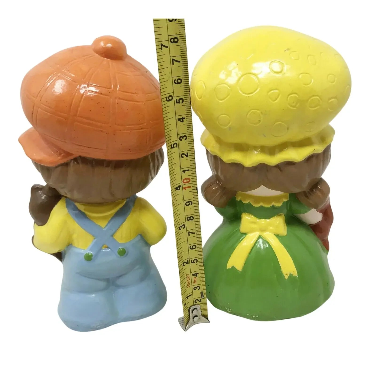Retro Style Boy and Girl Statue Tabletop Hand Painted Figurines --