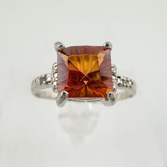 2.05 Carat Imperial Topaz  Ring with Diamond Accent  Size 7.25