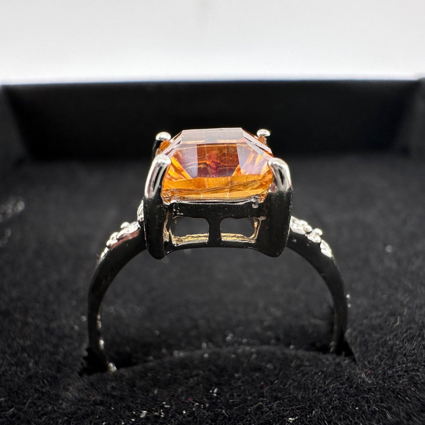 2.05 Carat Imperial Topaz  Ring with Diamond Accent  Size 7.25