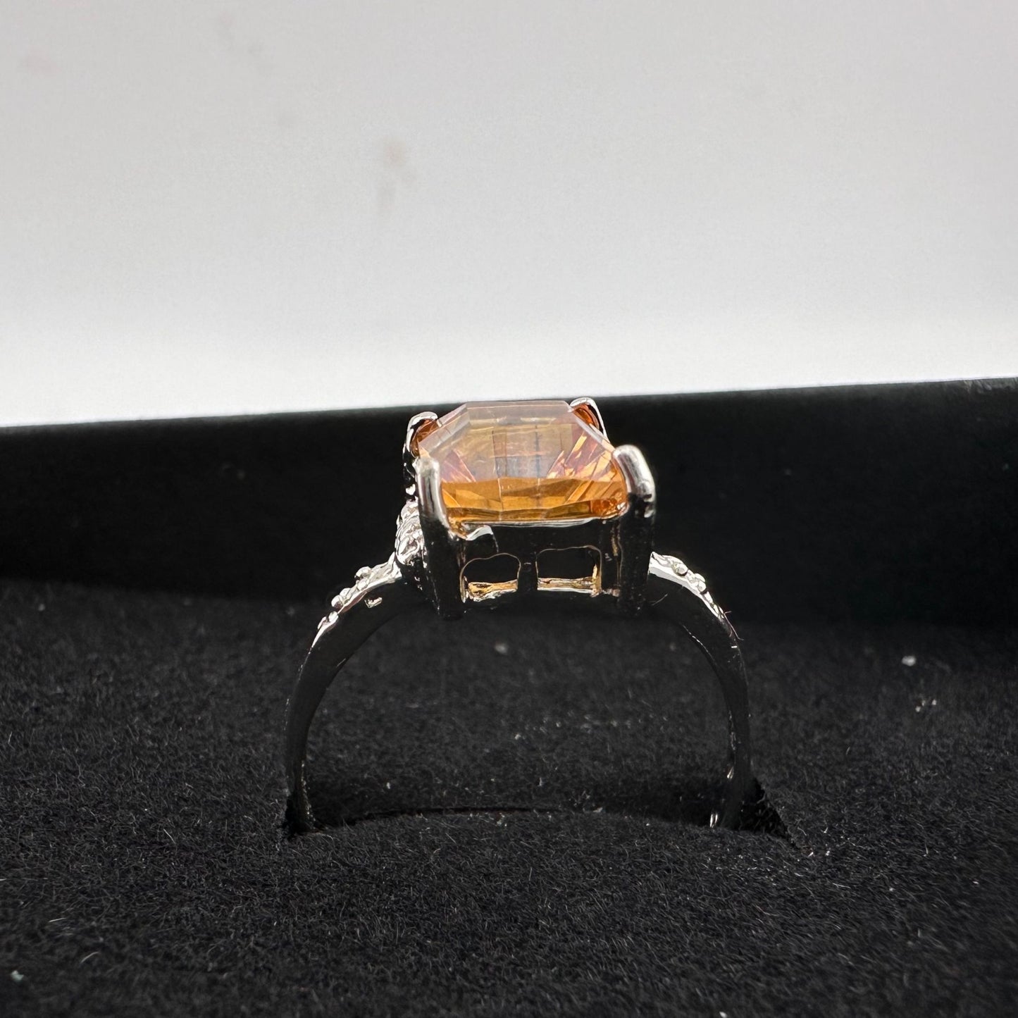 2.05 Carat Imperial Topaz  Ring with Diamond Accent  Size 7.25