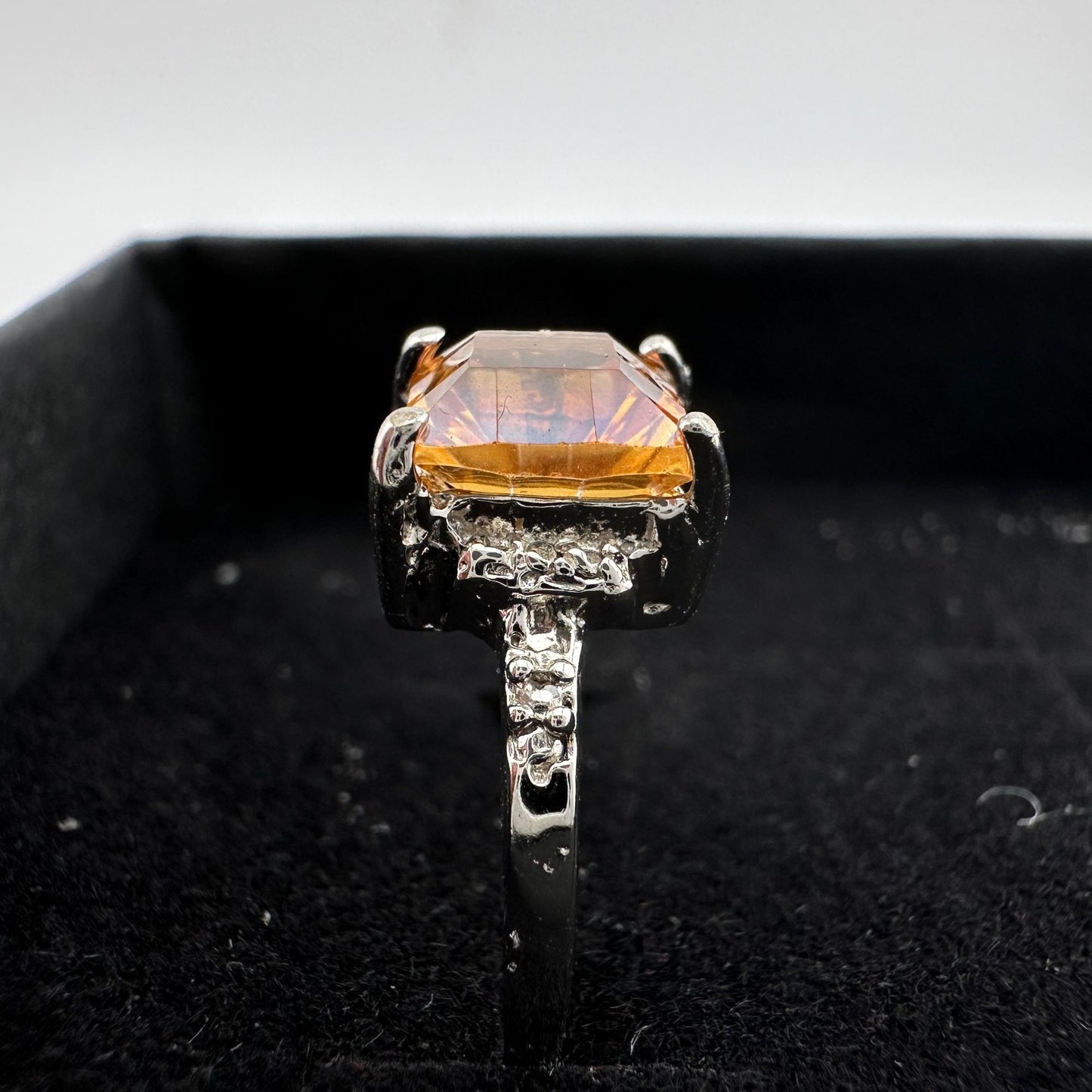 2.05 Carat Imperial Topaz  Ring with Diamond Accent  Size 7.25